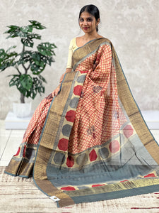 Geometrical Printed Silk Chanderi Saree | RGD541