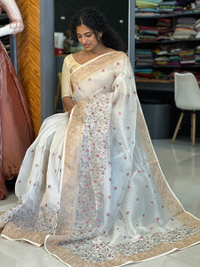 Machine Embroidered Organza Saree | SBS823