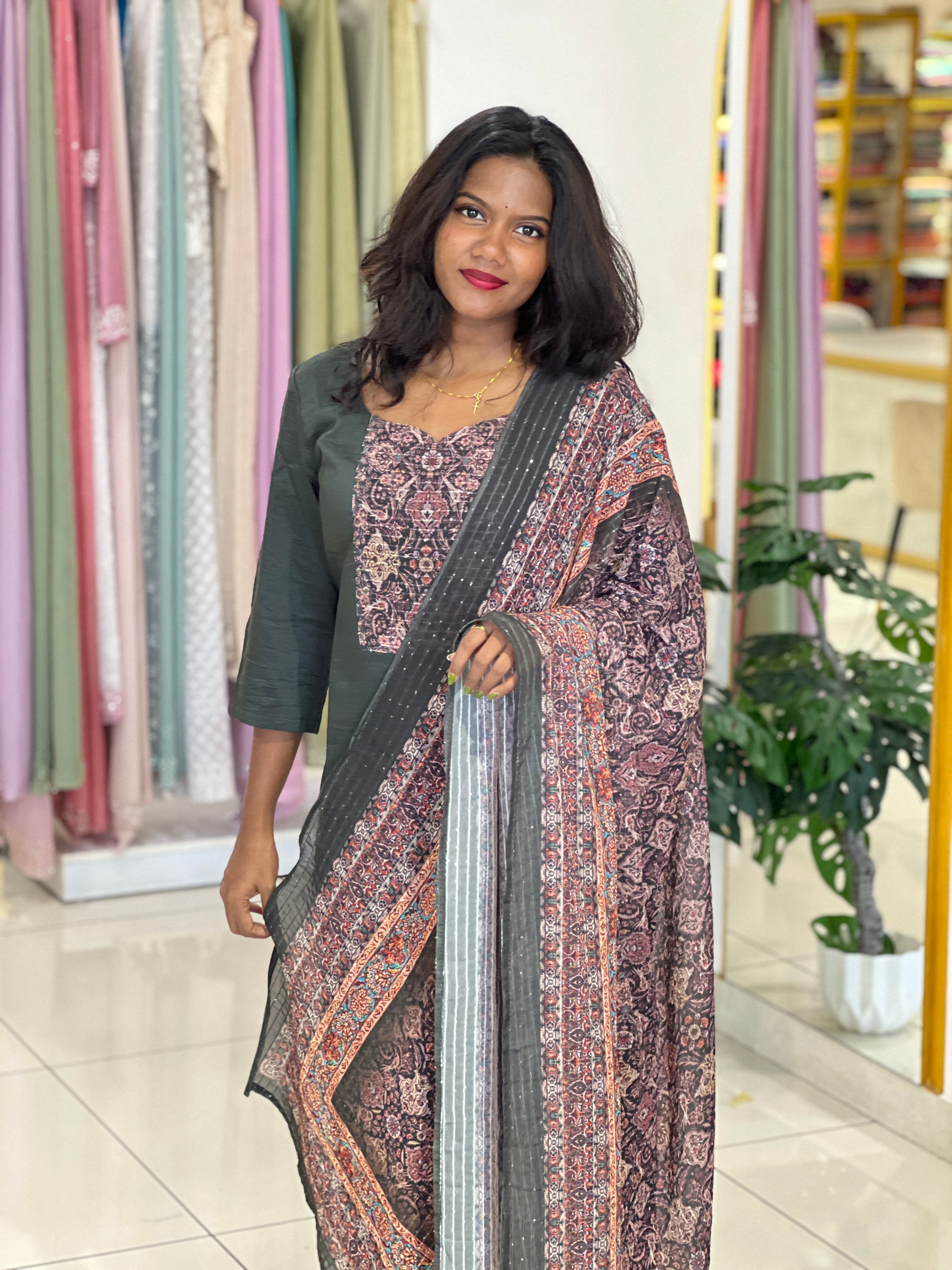 Yoke Patch Pattern Semi Tussar Kurta Set | IHP125