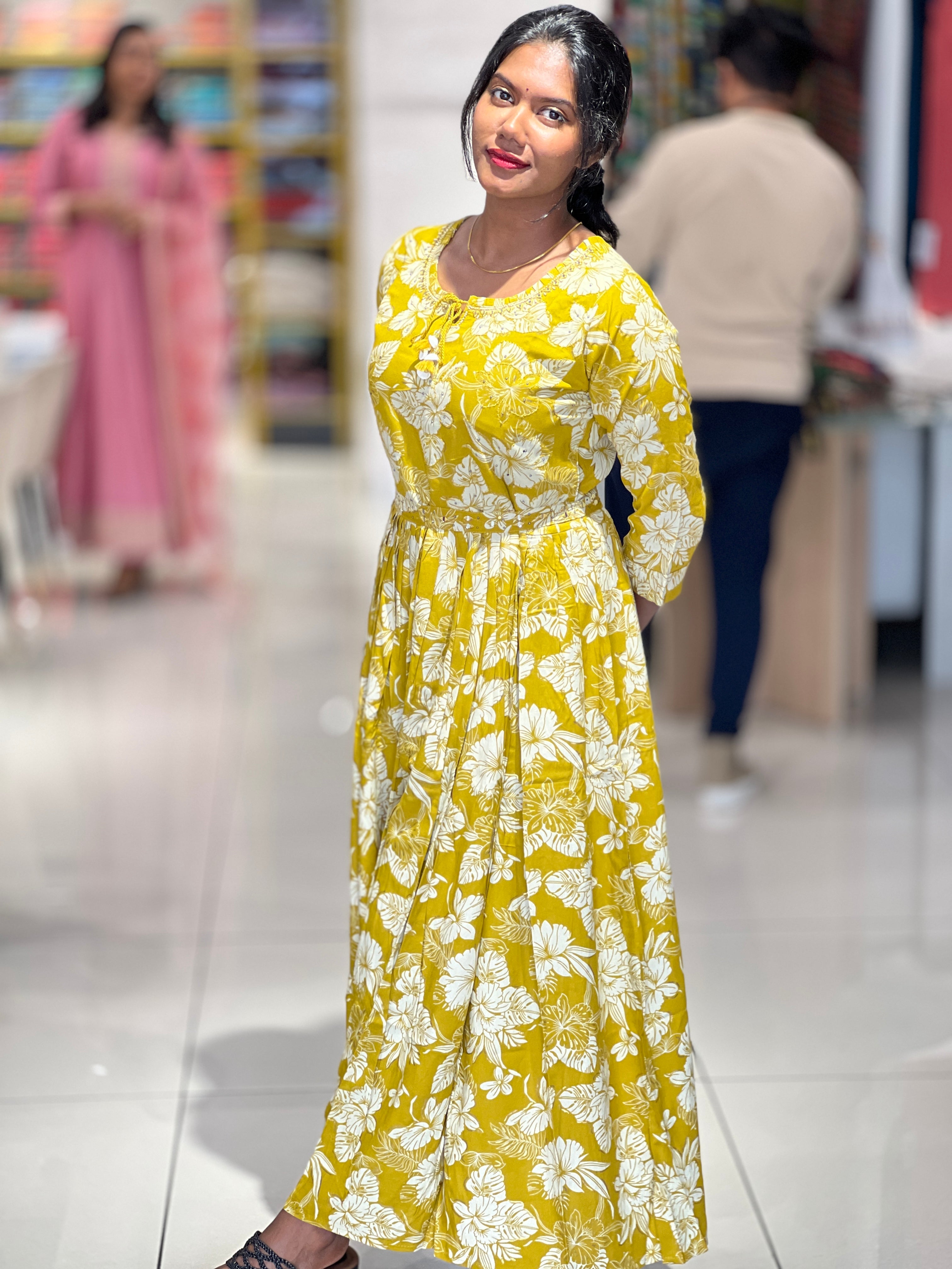 Digital Print With Embroidery Highlighted Rayon Finish Kurta | FW292