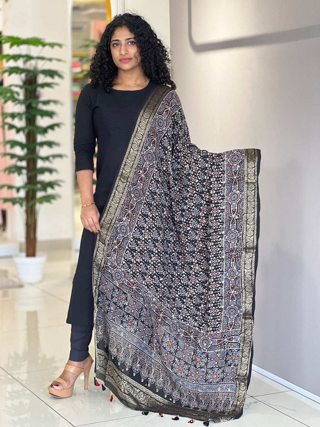 Hand Block Printed Modal Silk Dupatta | SAC167