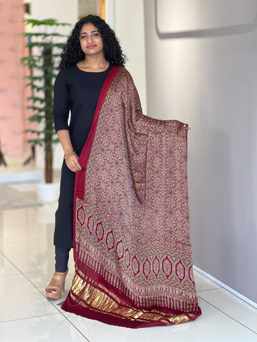 Hand Block Printed Modal Silk Dupatta | SAC163