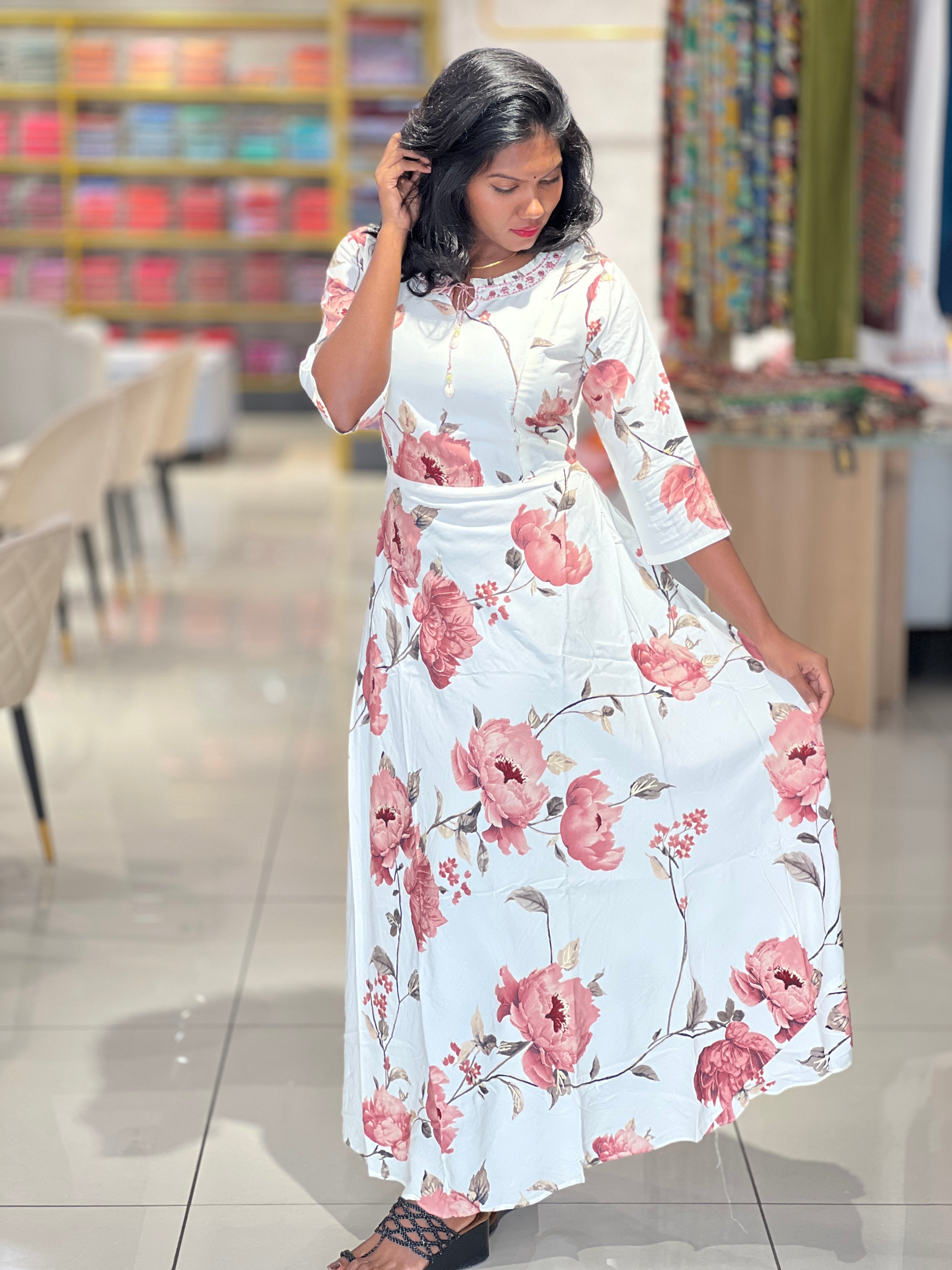 Digital Print With Sequence Highlighted Rayon Finish Kurta | FW297