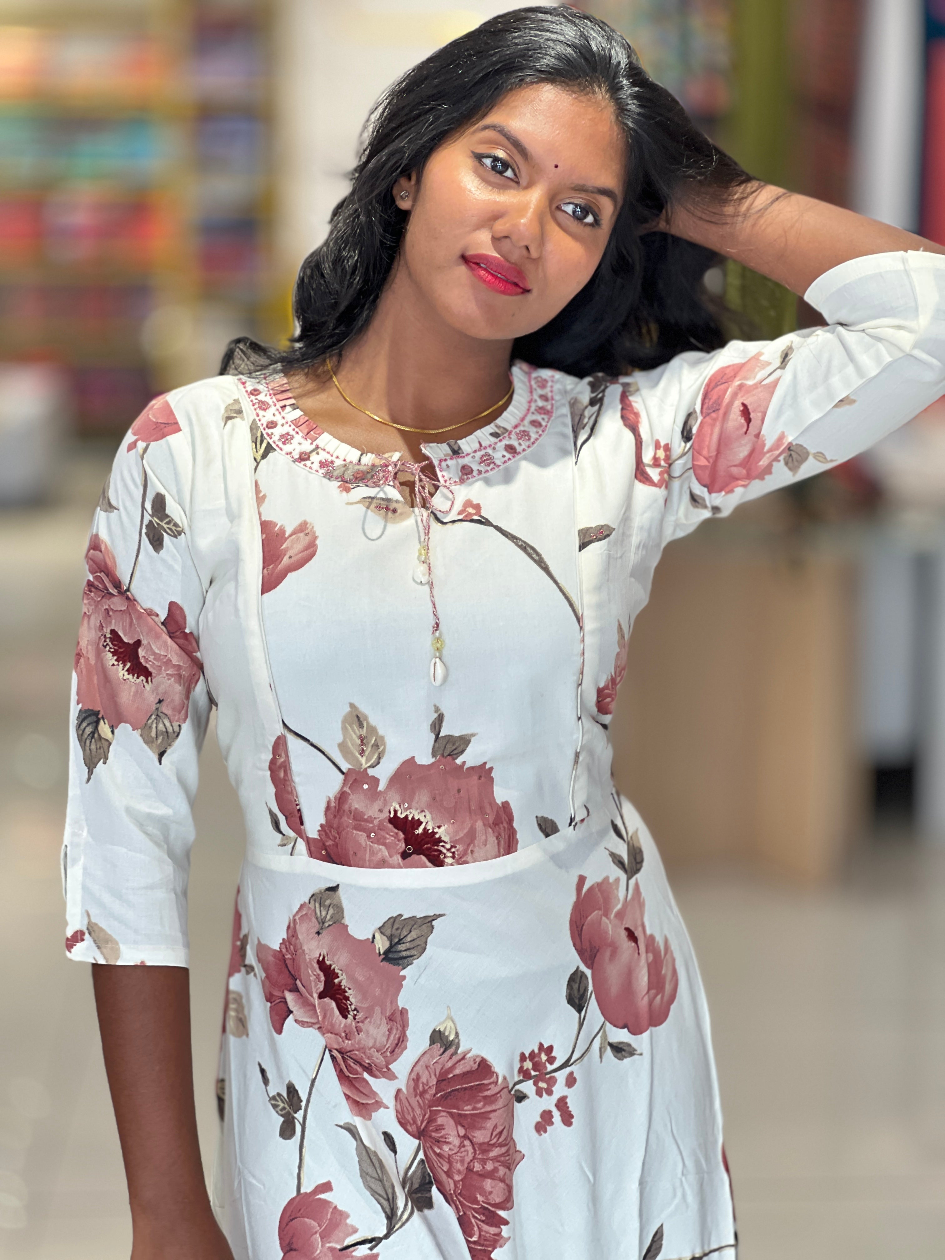 Digital Print With Sequence Highlighted Rayon Finish Kurta | FW297