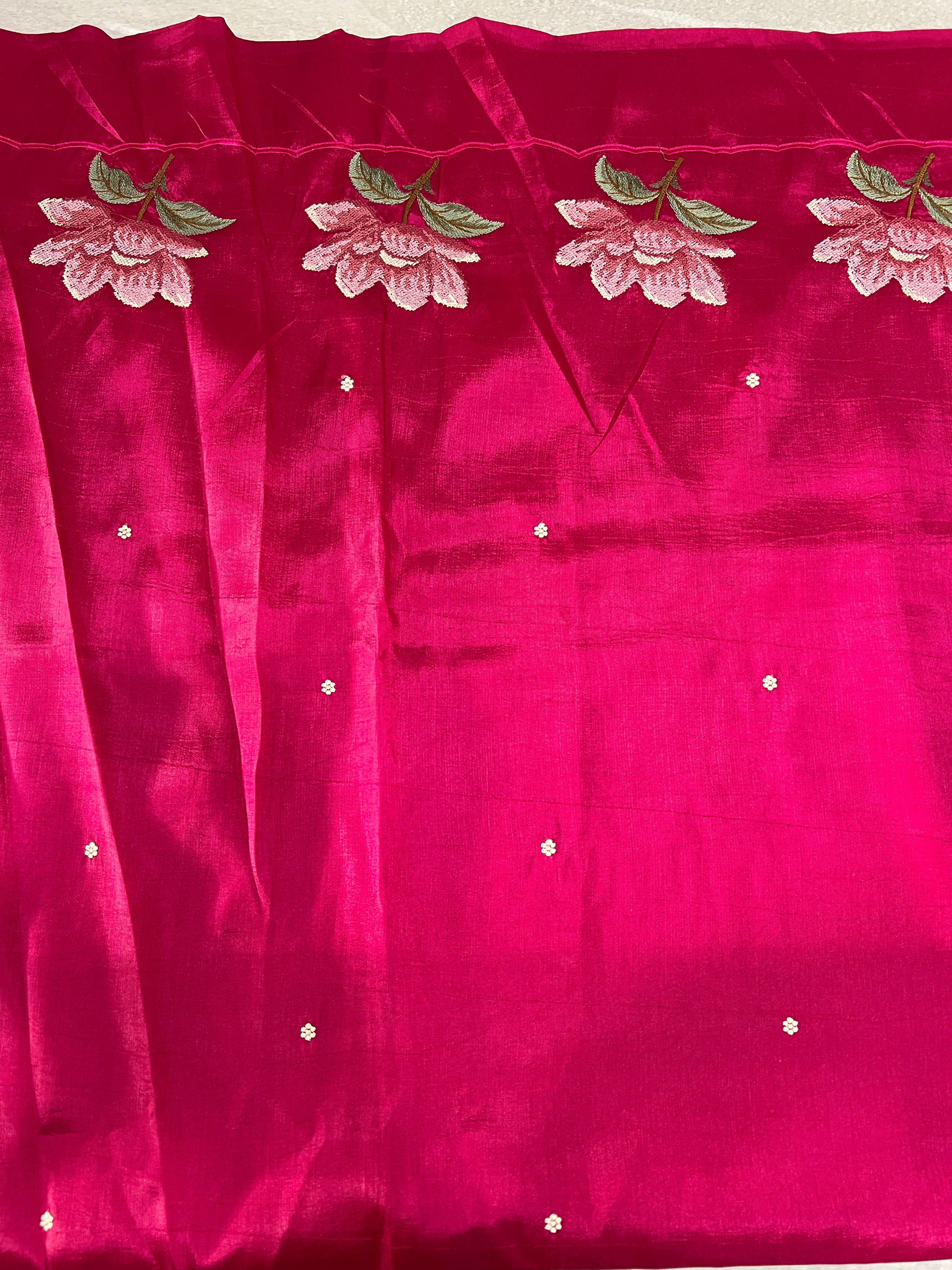 Floral Embroidery Detailed Tussar Saree | SUN579
