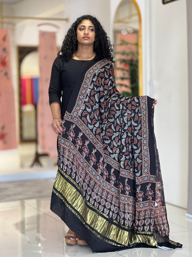 Hand Block Printed Modal Silk Dupatta | SAC165