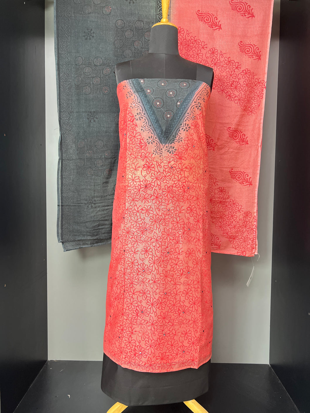 Block Printed Supernet Kota Salwar Sets | SW1119