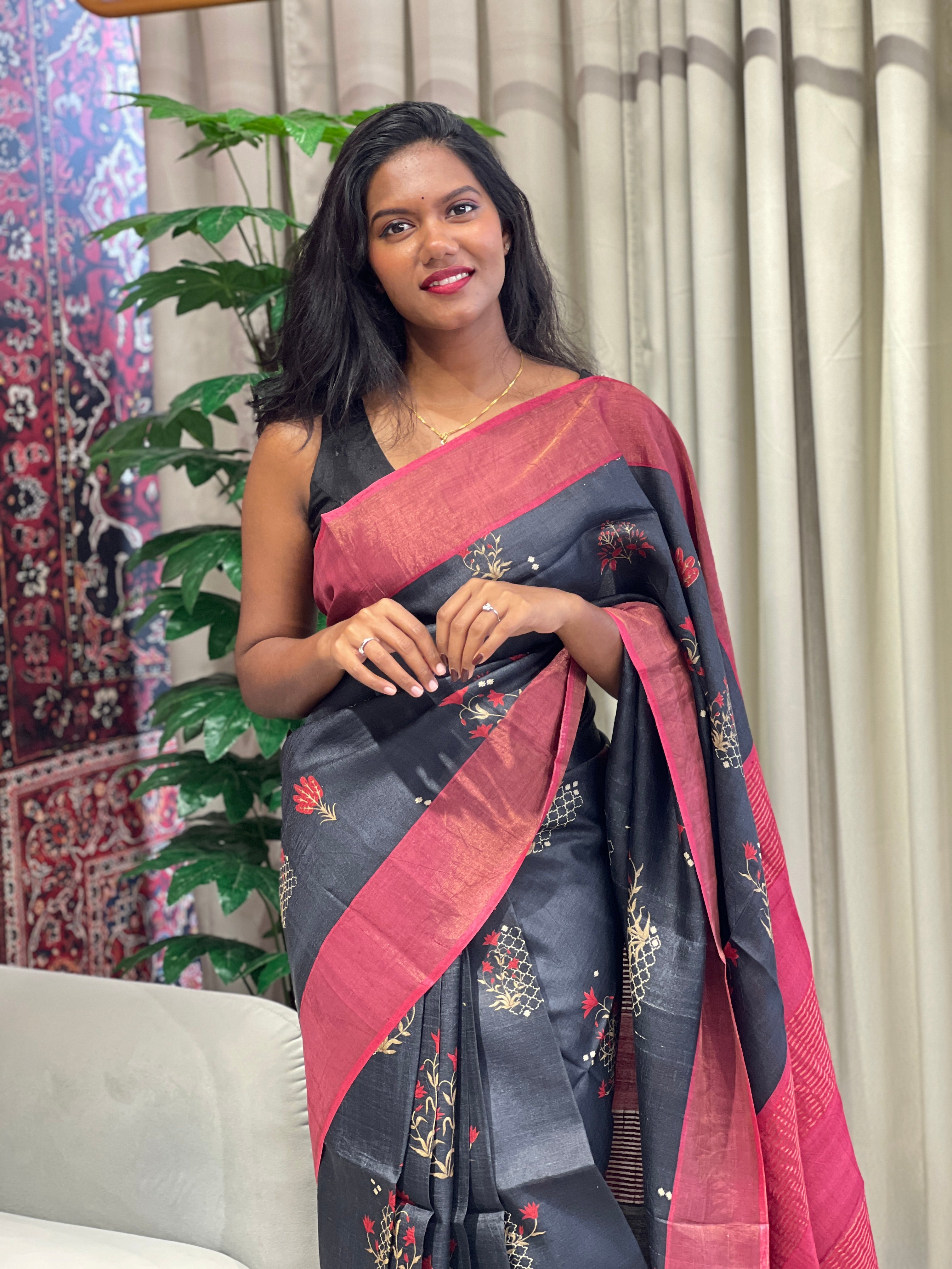 Sublimation Printed Pure Tussar Saree | RGD1015