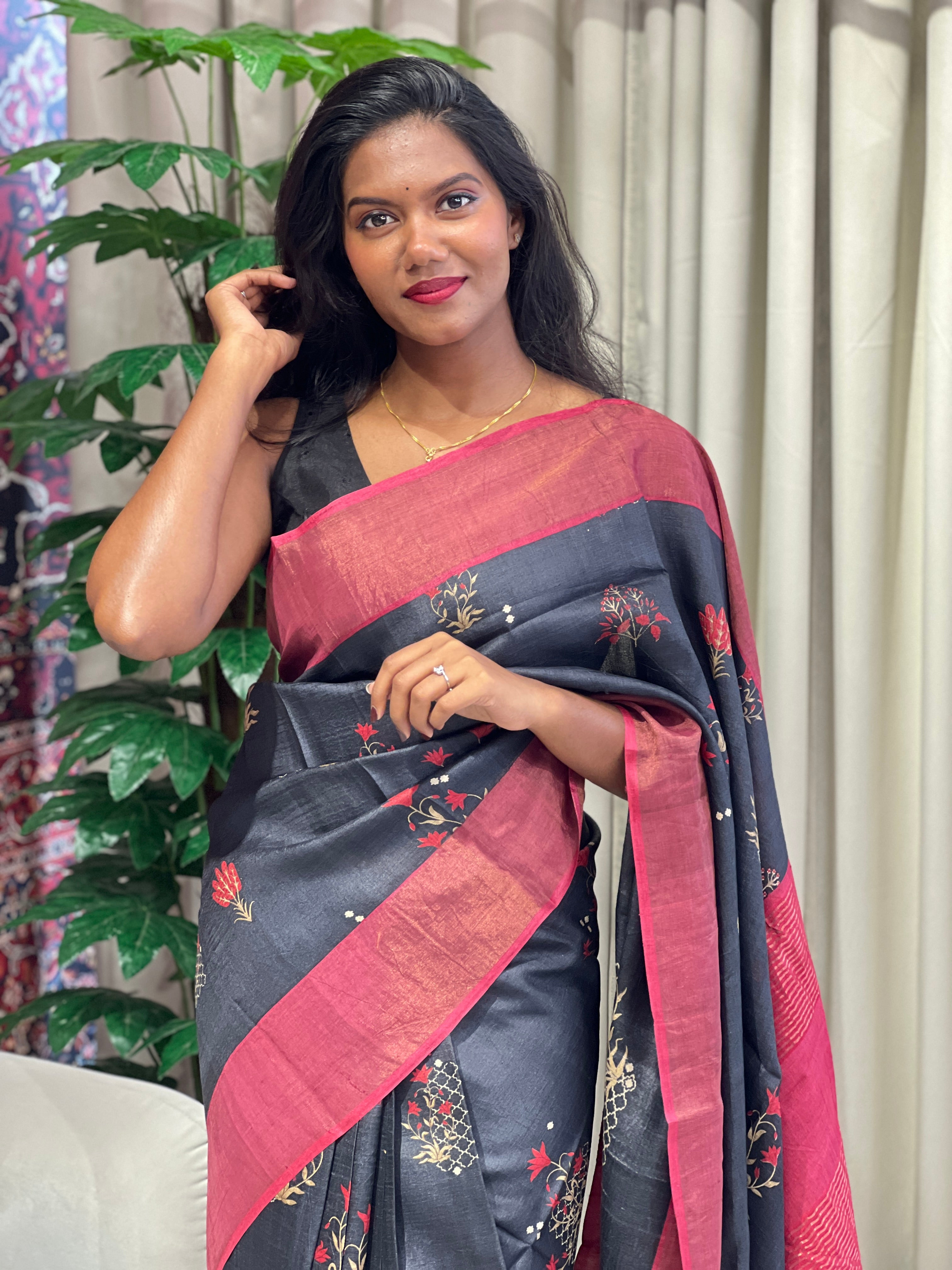 Sublimation Printed Pure Tussar Saree | RGD1015