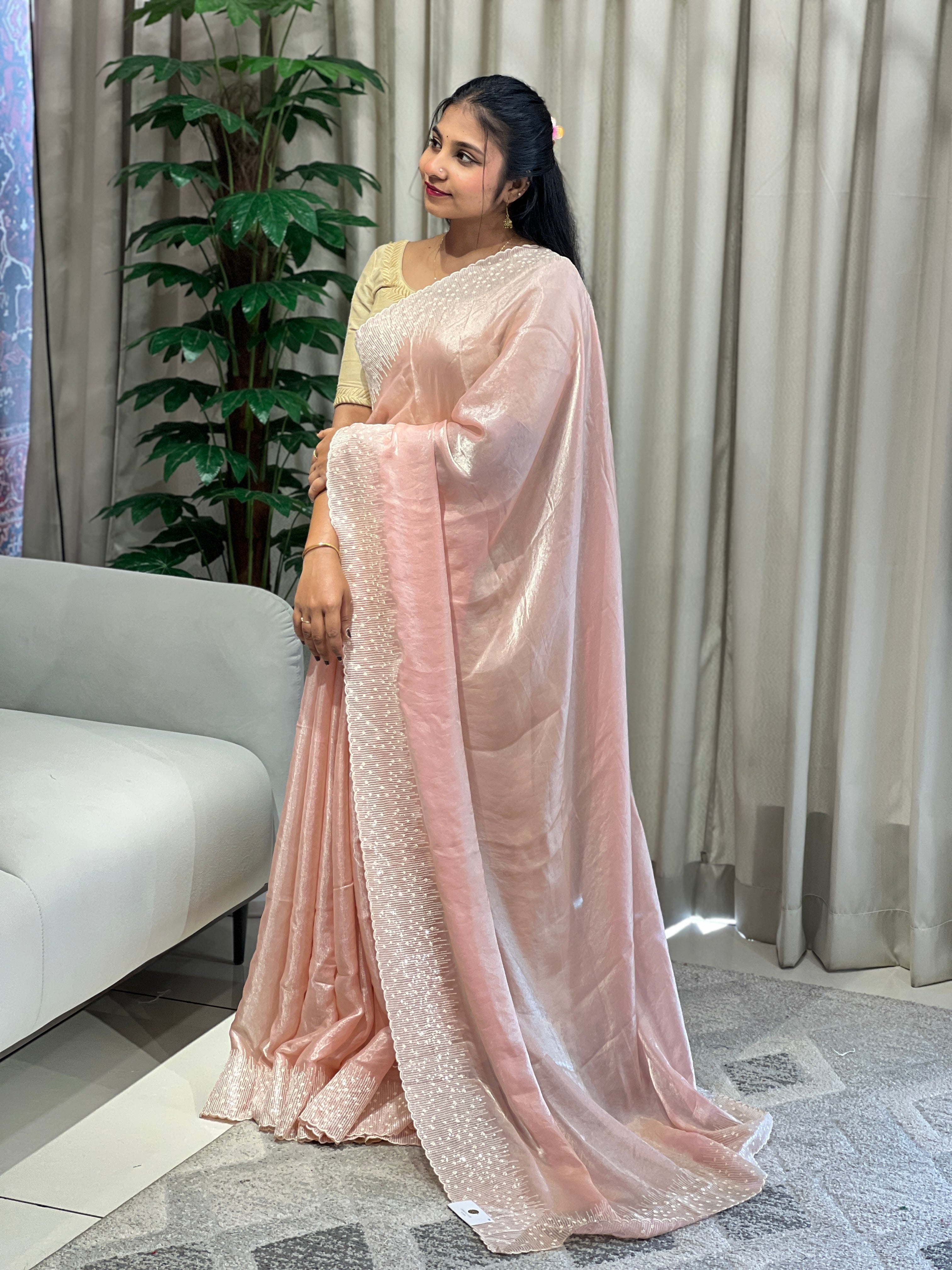 Machine Embroidery Detailed Velvet Georgette Saree | BLD1764