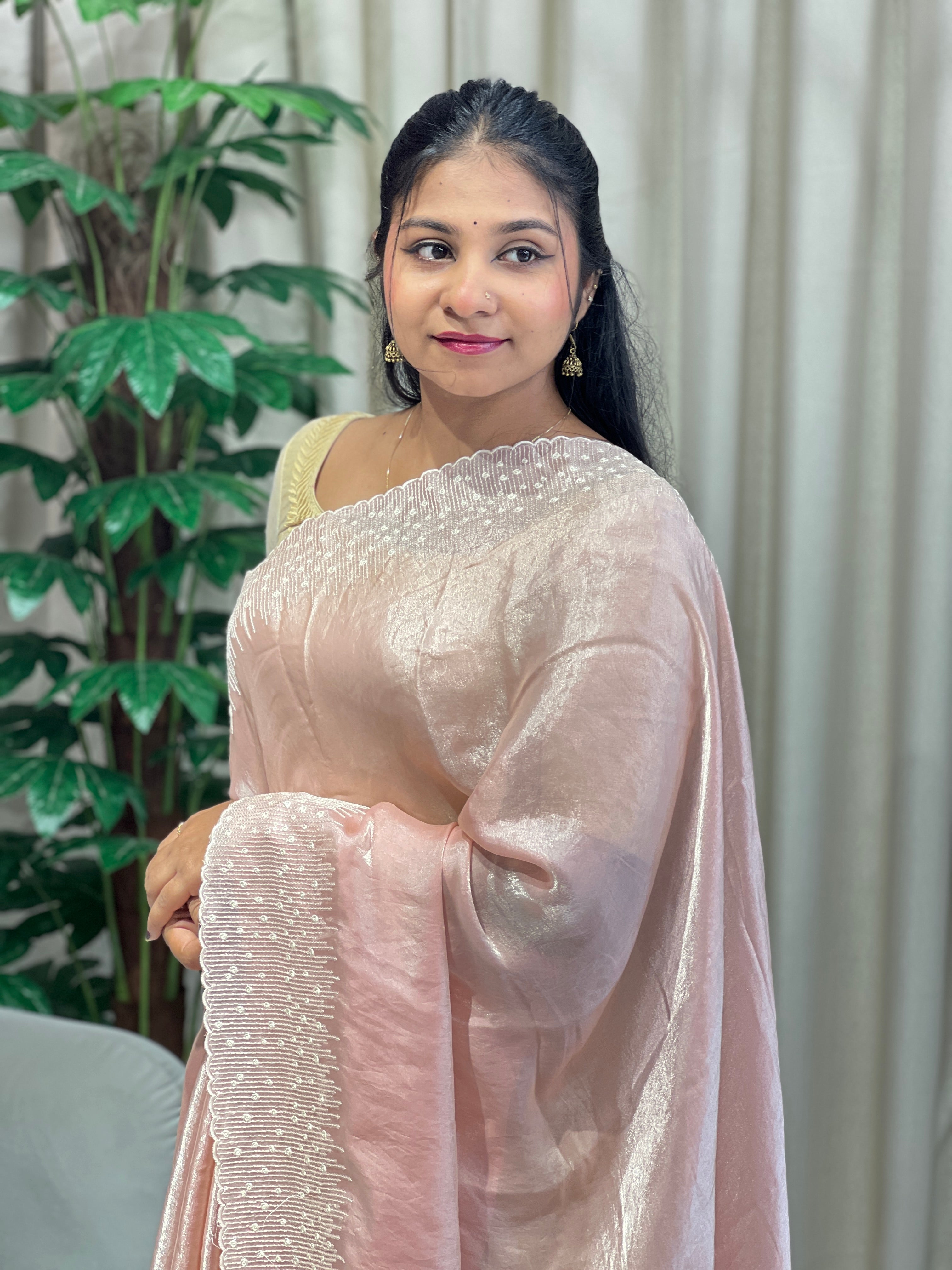 Machine Embroidery Detailed Velvet Georgette Saree | BLD1764