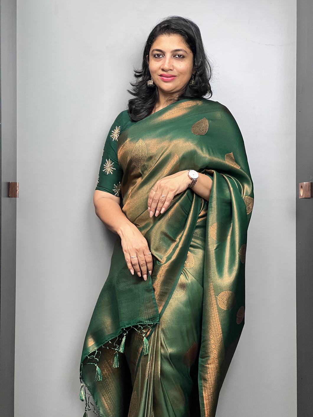 Tissue Weaved Semi Silk Saree | KRK340