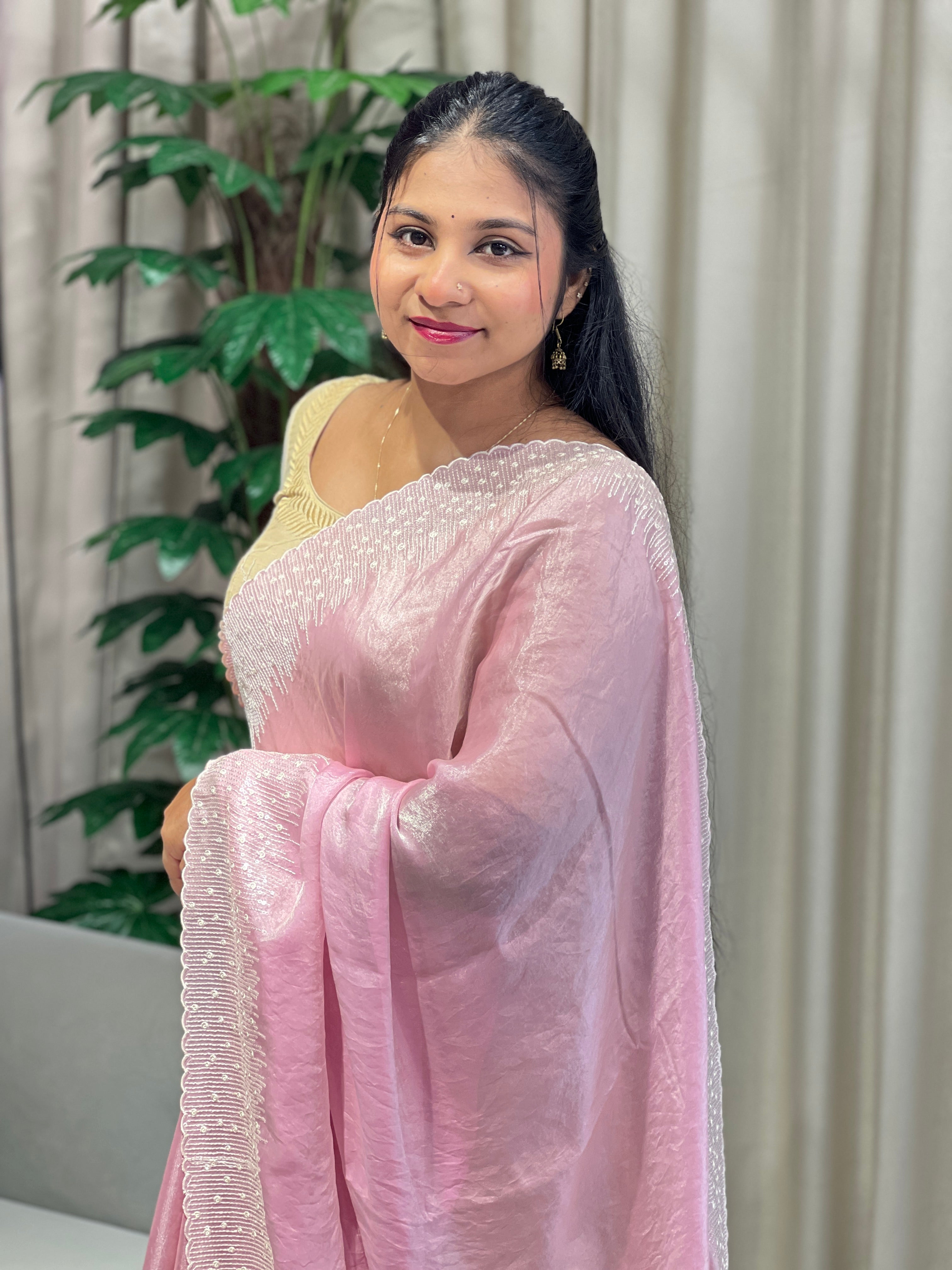 Machine Embroidery Detailed Velvet Georgette Saree | BLD1763