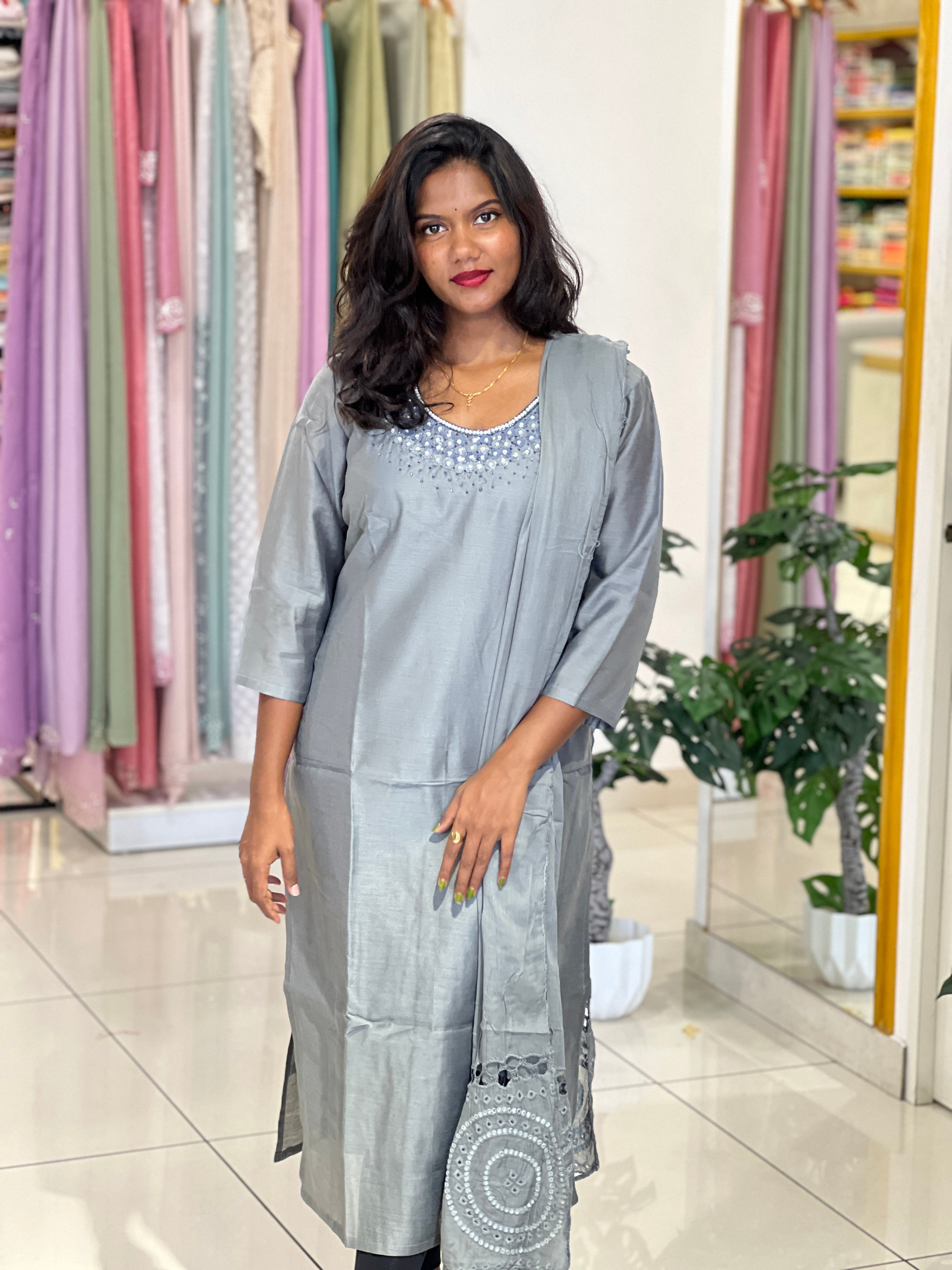 Chanderi Finish Top And Dupatta |  IHP189