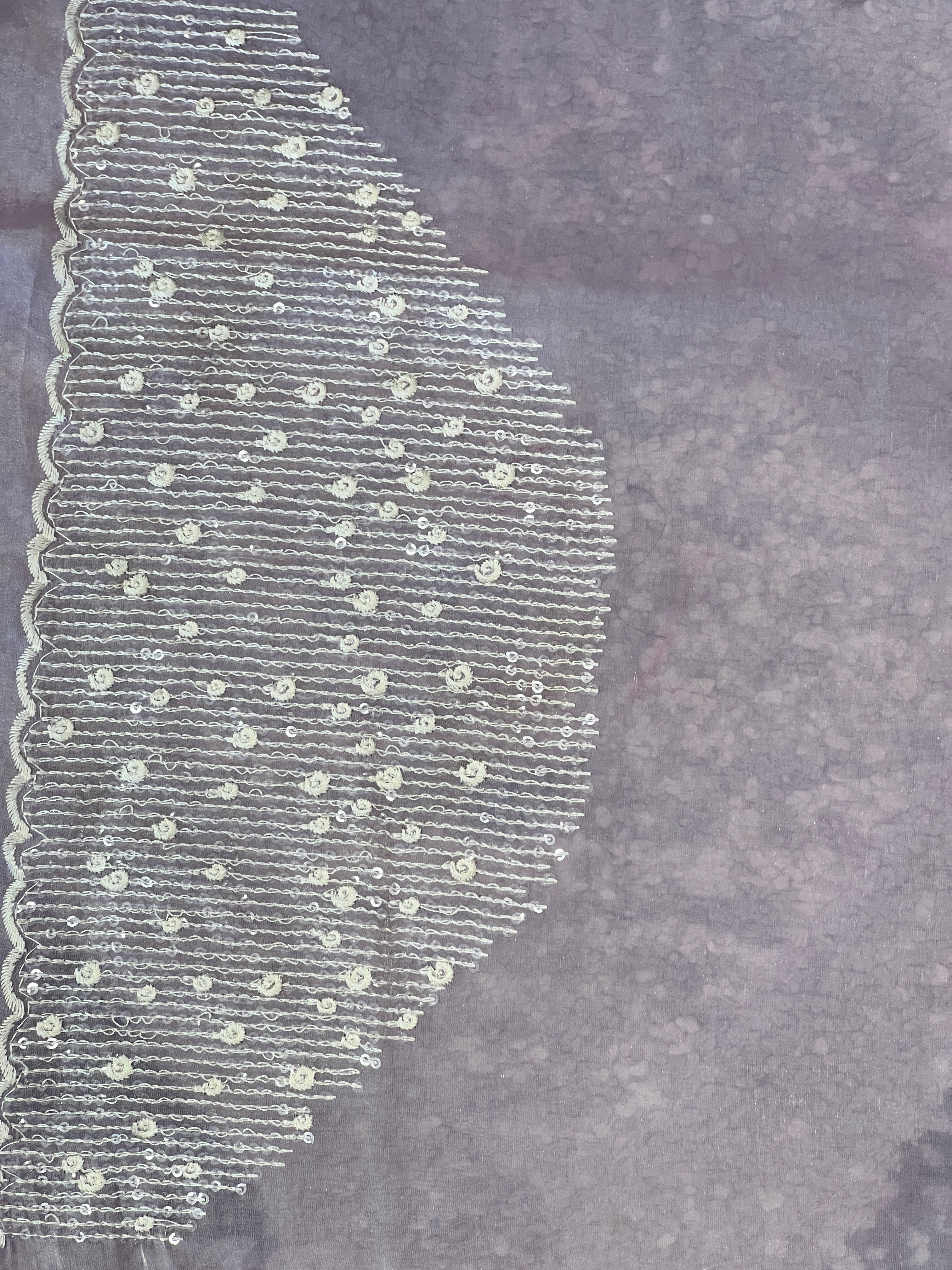 Machine Embroidery Detailed Velvet Georgette Saree | BLD1762