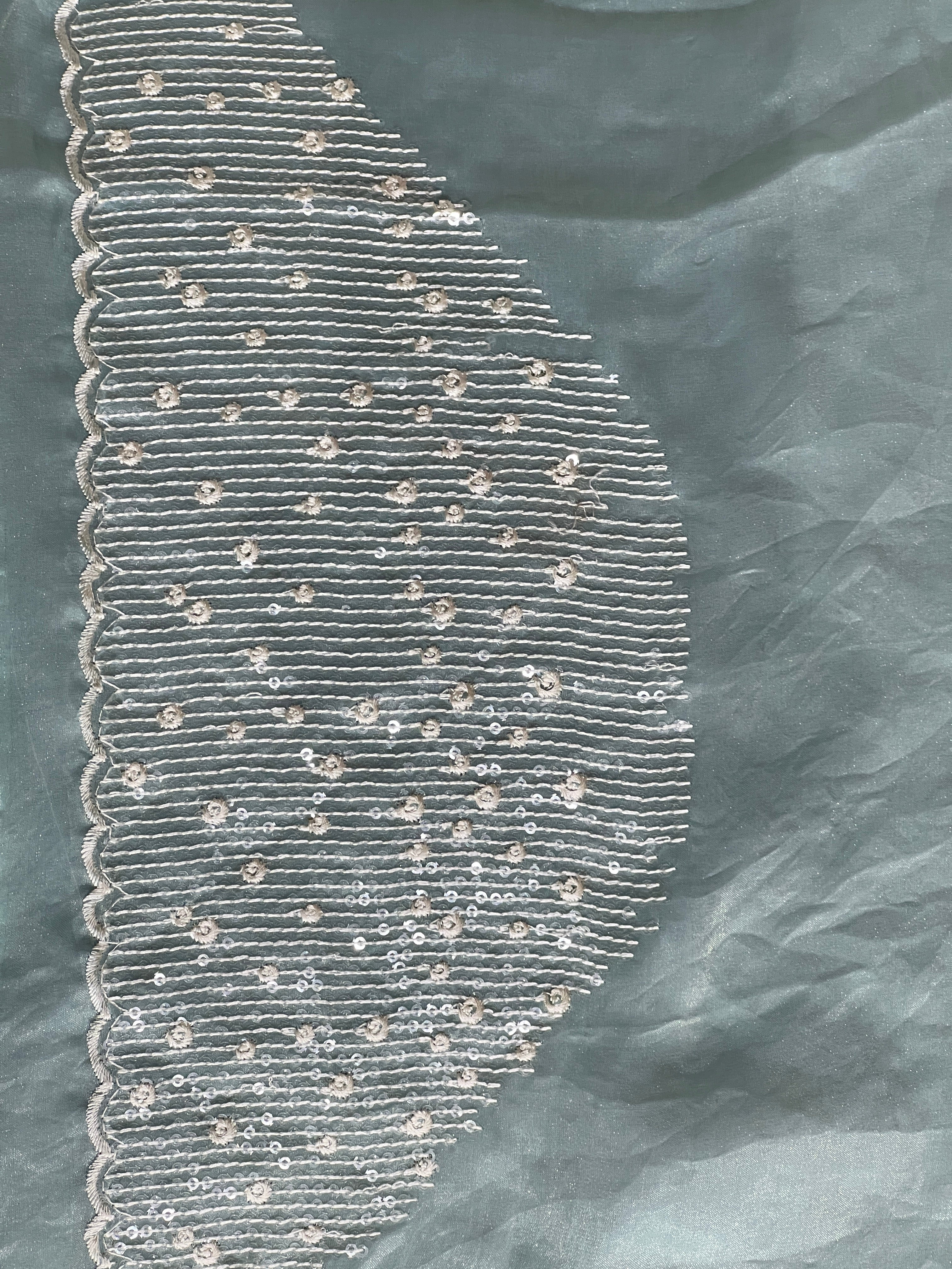 Machine Embroidery Detailed Velvet Georgette Saree | BLD1766