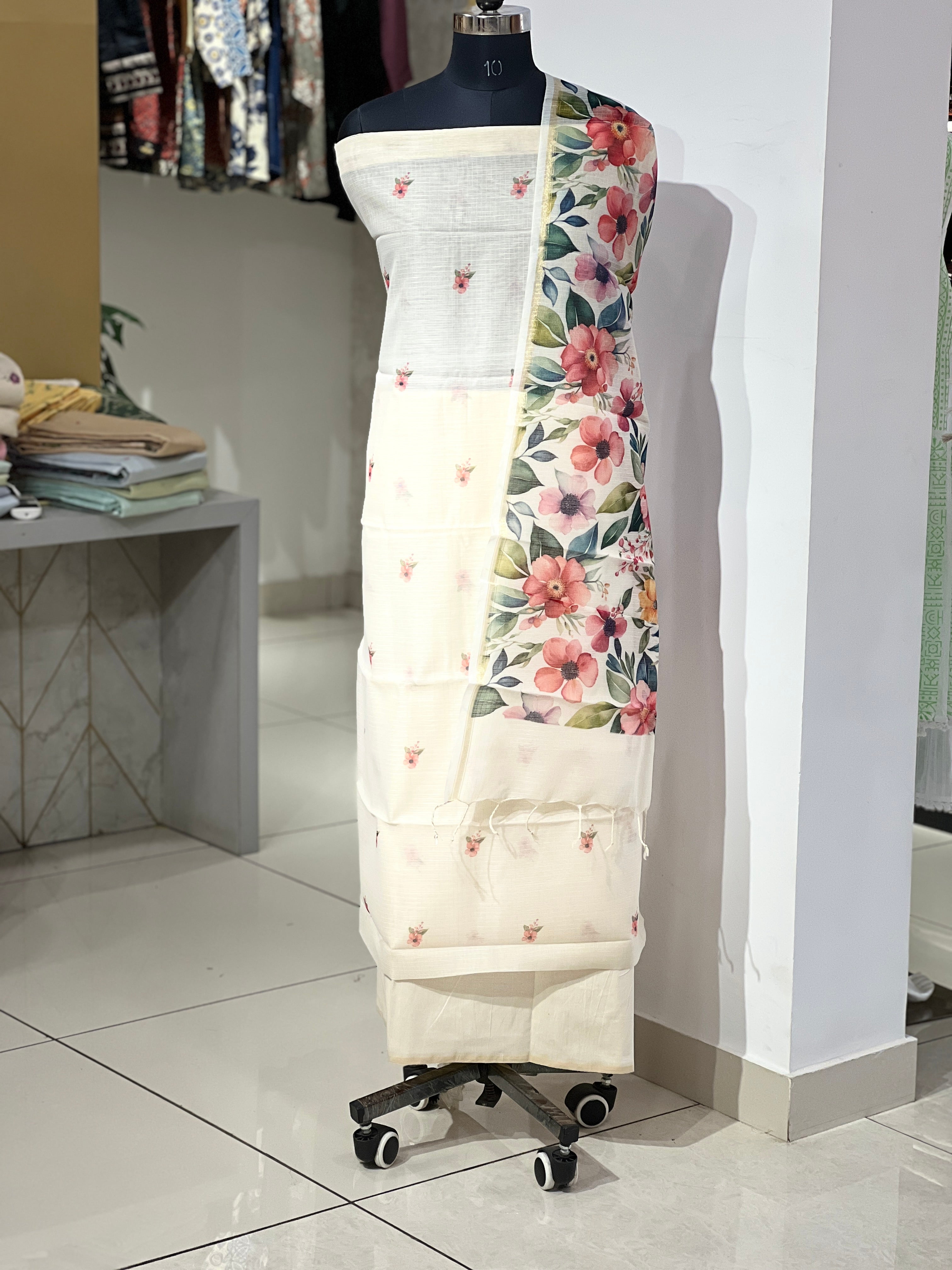 Floral Digital Print Detailed Kota Salwar Set | MR387