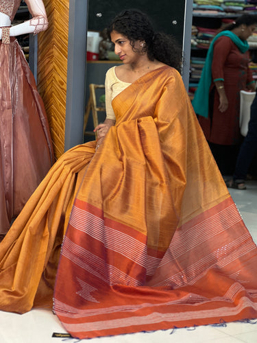 Brick Orange Semi Silk Saree | PD633