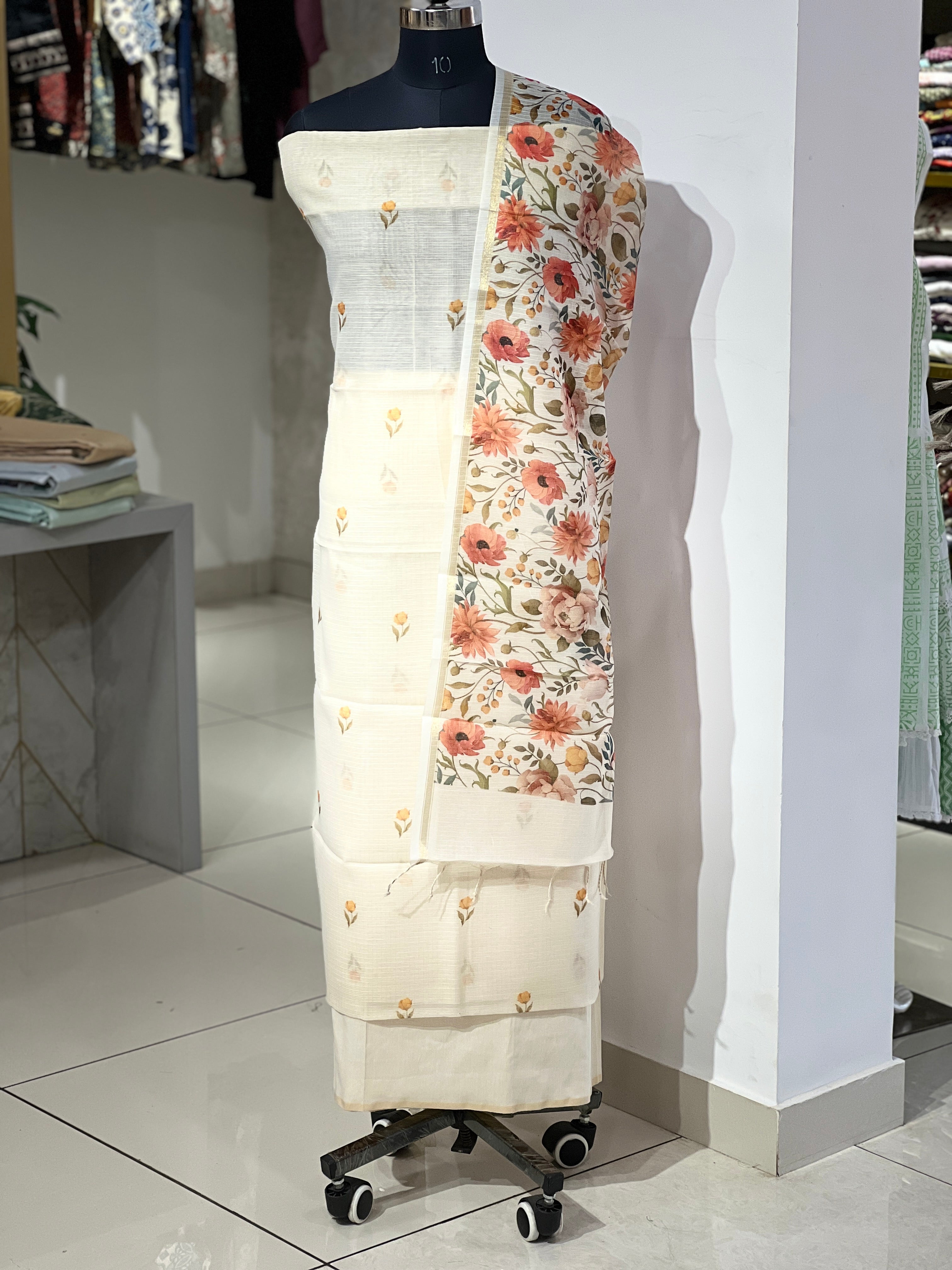 Floral Digital Print Detailed Kota Salwar Set | MR391