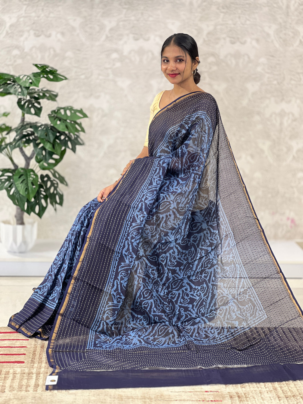 Batik Printed Chanderi Silk Saree | RGD429