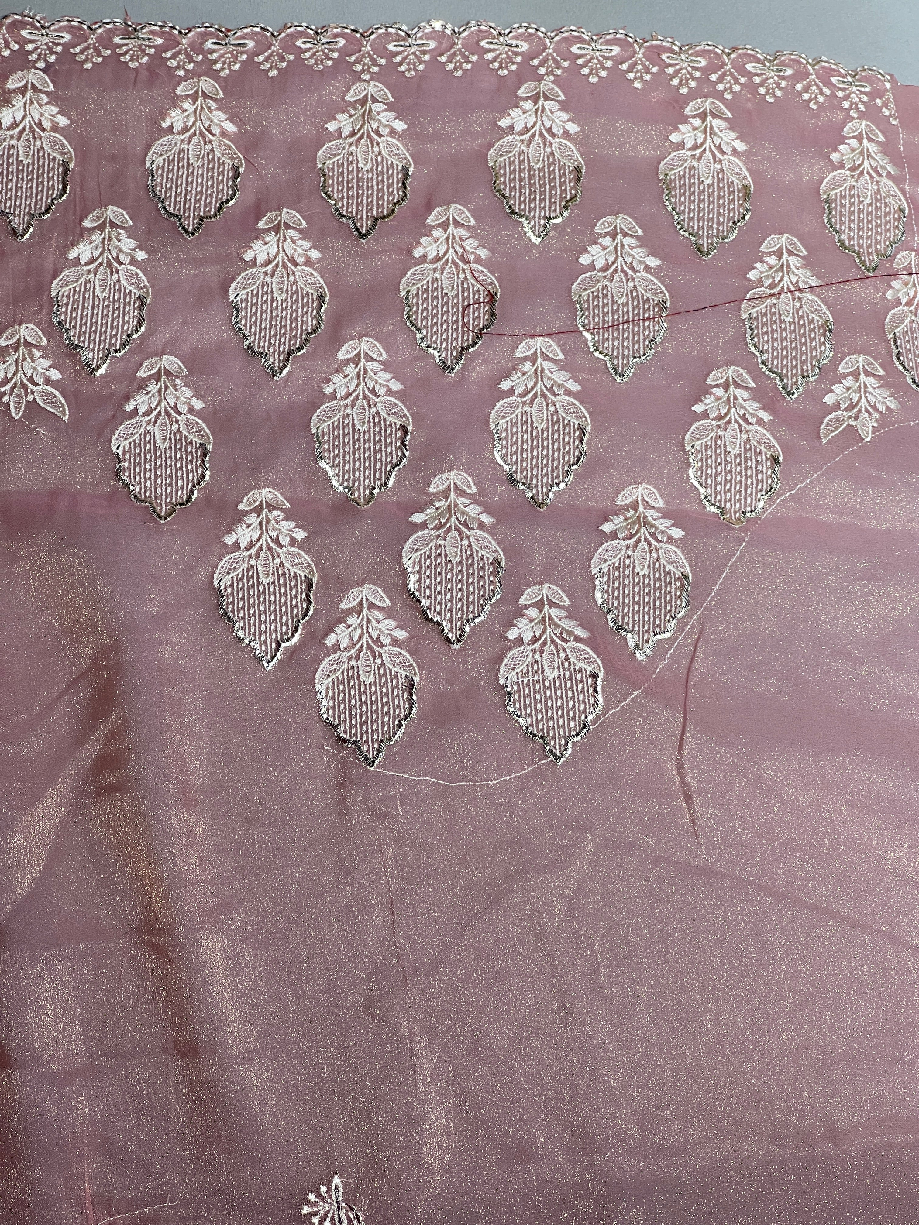 Floral Machine Embroidery Shimmer Georgette Saree | BLD1784