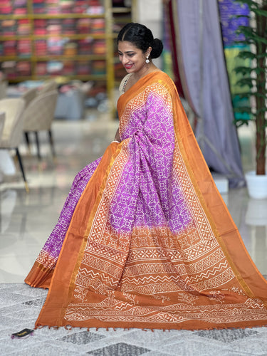 Discharge Print Detailed Chanderi Modal Saree | VFC266