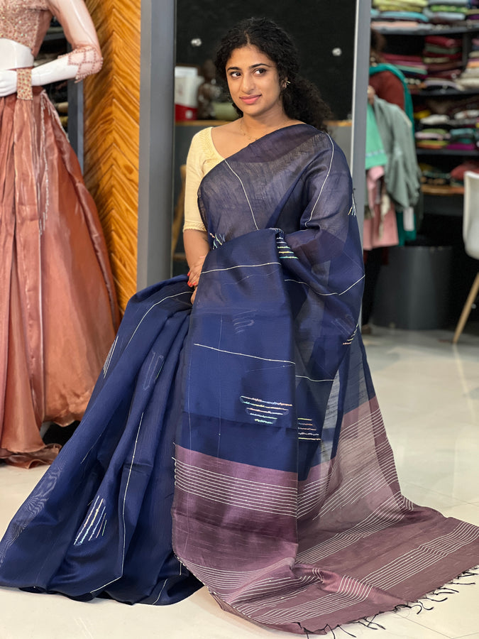 Navy Blue Color Semi Silk Saree | PD511