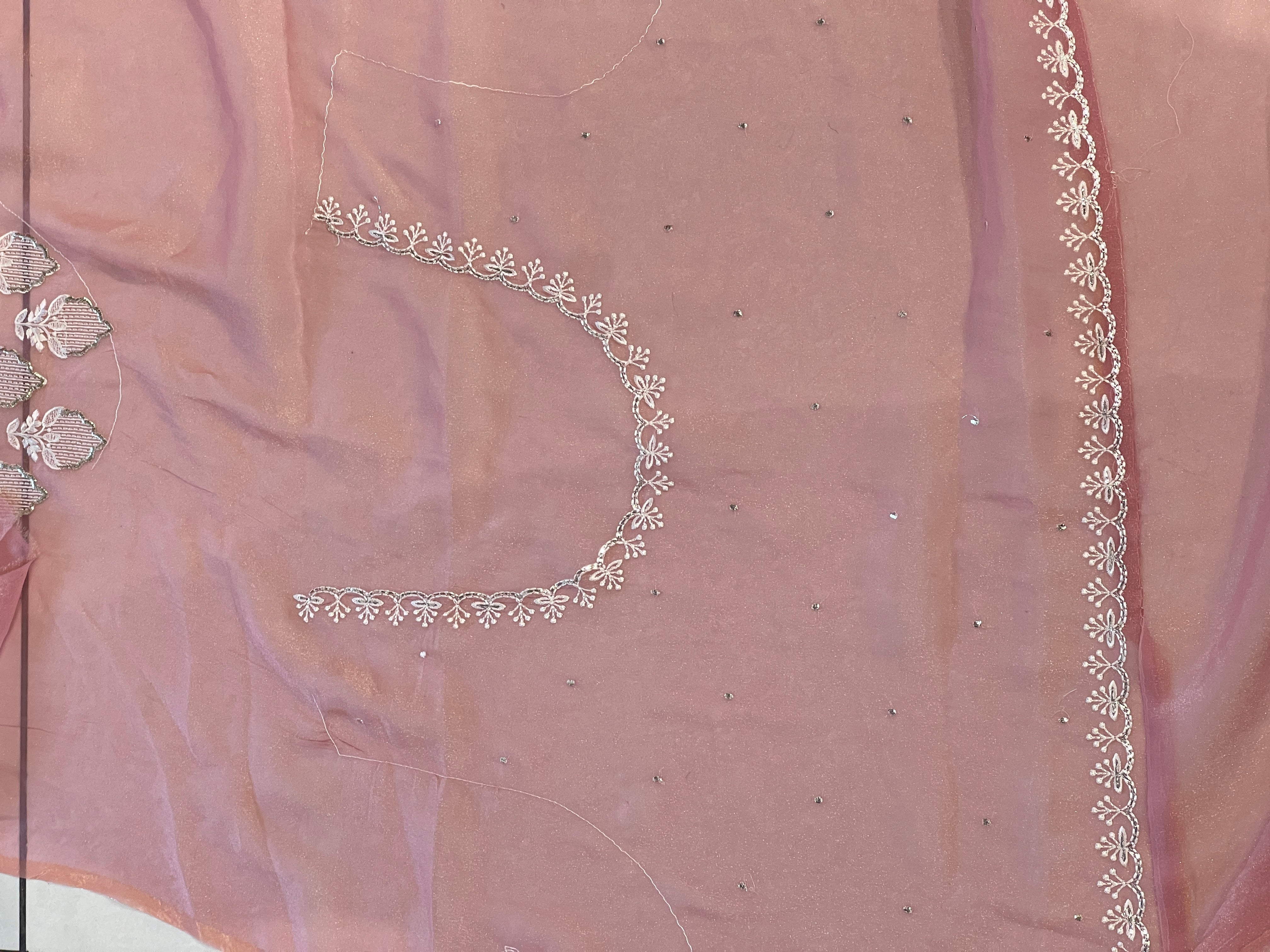 Floral Machine Embroidery Shimmer Georgette Saree | BLD1784