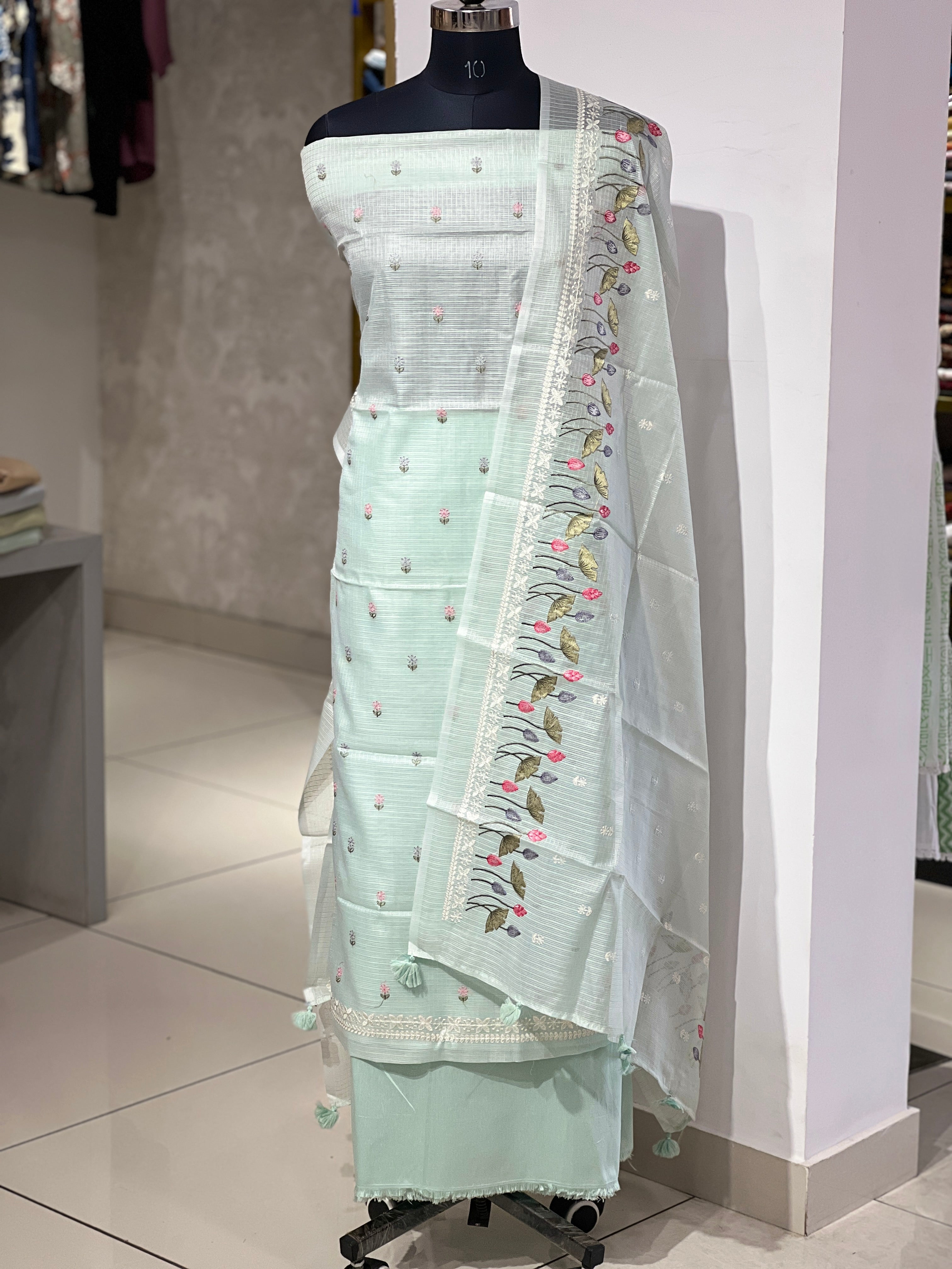 Multi Colour Floral Machine Embroidery Detailed Kota Salwar Set | MR362