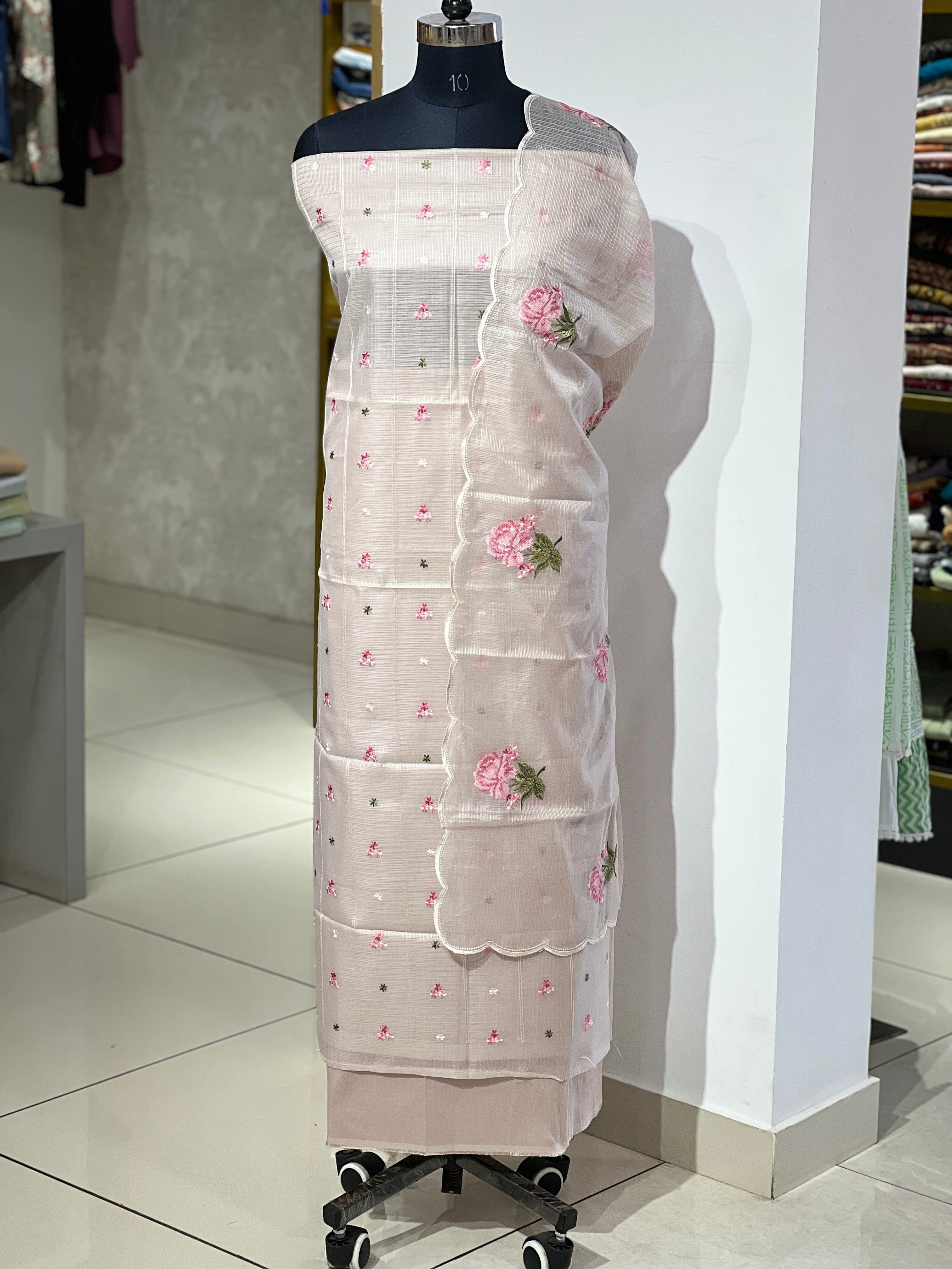 Floral Embroidery Detailed Silky Kota Salwar Set | MR364