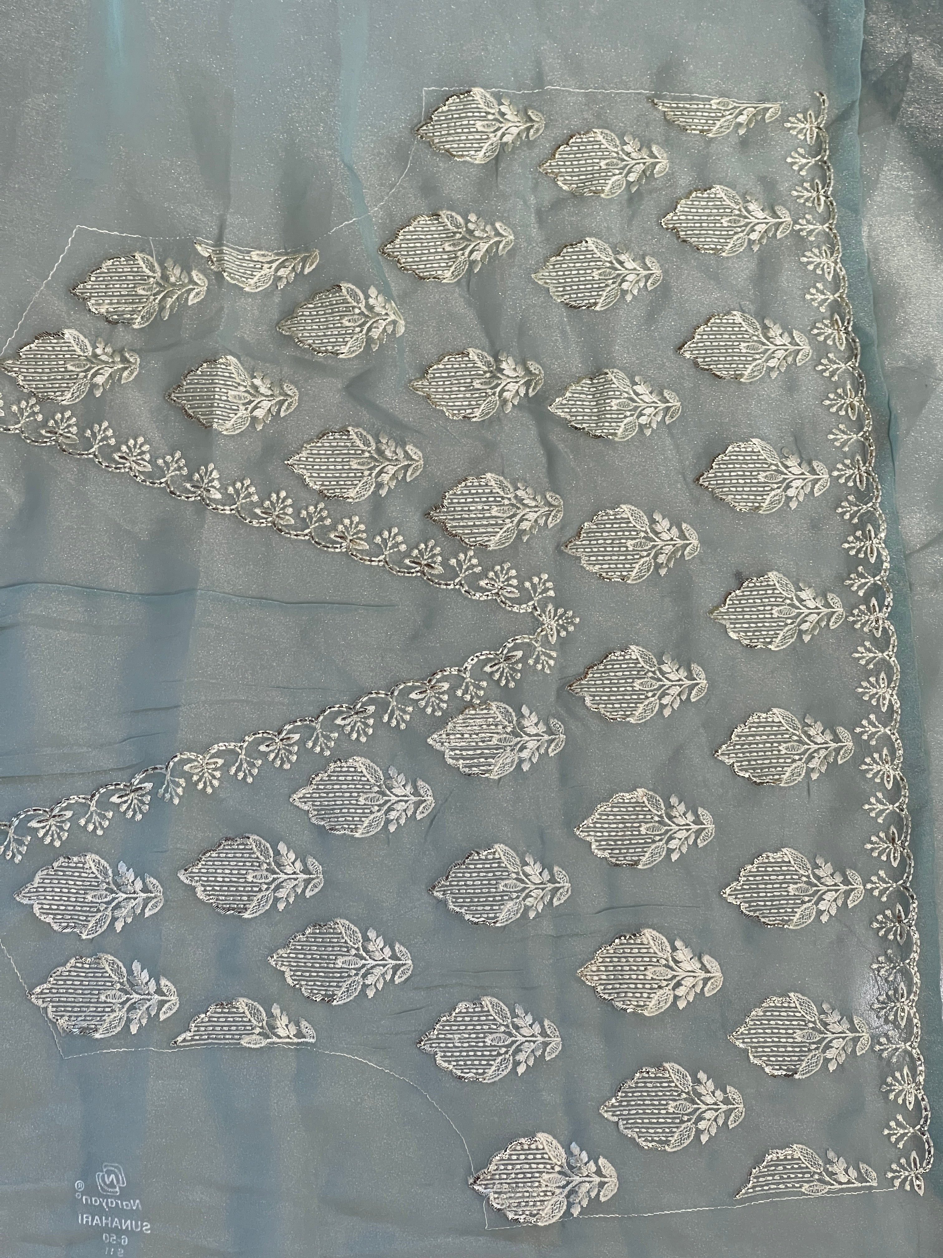 Floral Machine Embroidery Shimmer Georgette Saree | BLD1785