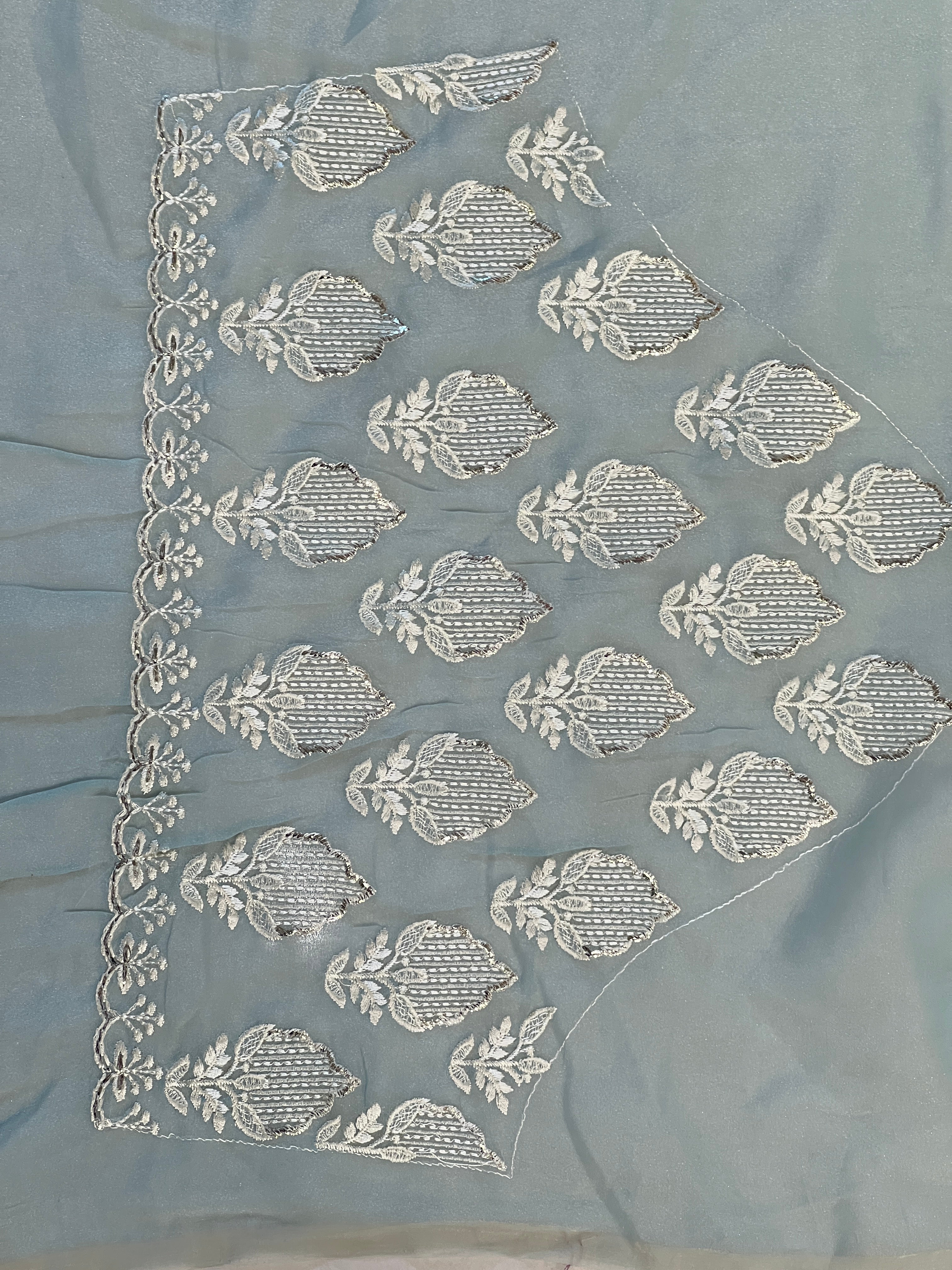 Floral Machine Embroidery Shimmer Georgette Saree | BLD1785