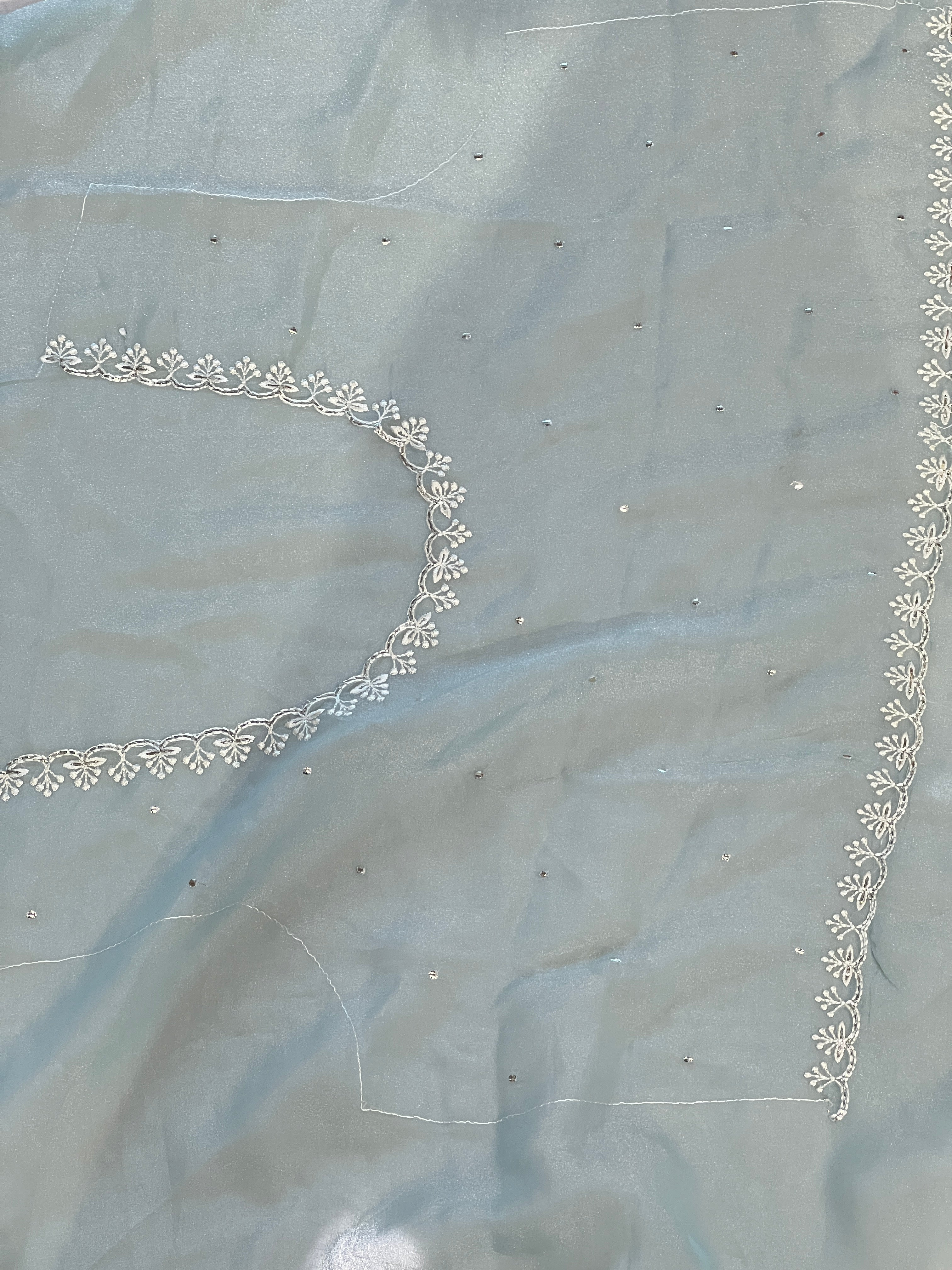 Floral Machine Embroidery Shimmer Georgette Saree | BLD1785