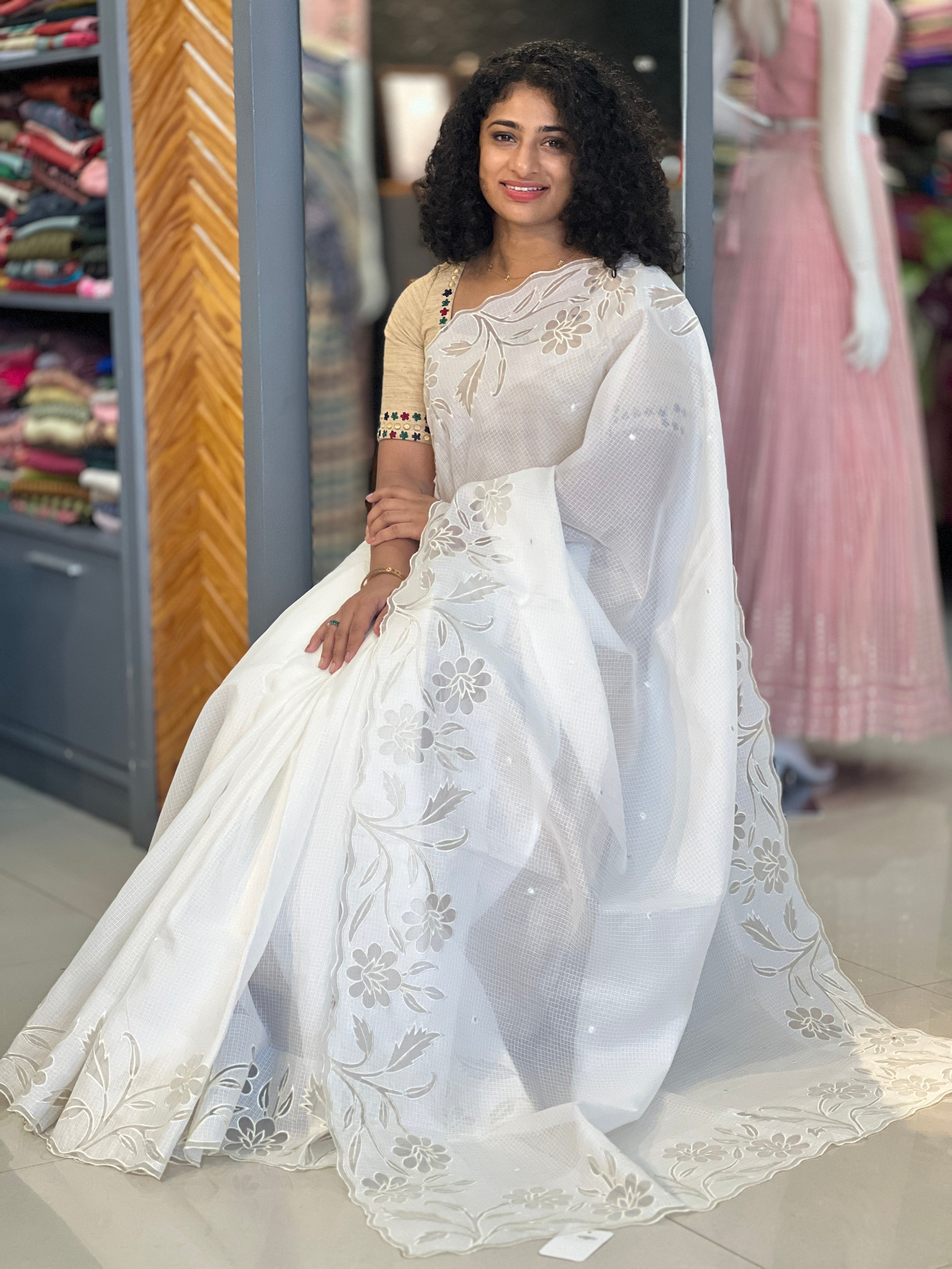 Applique Work Pattern Silky Kota Saree | BLD282