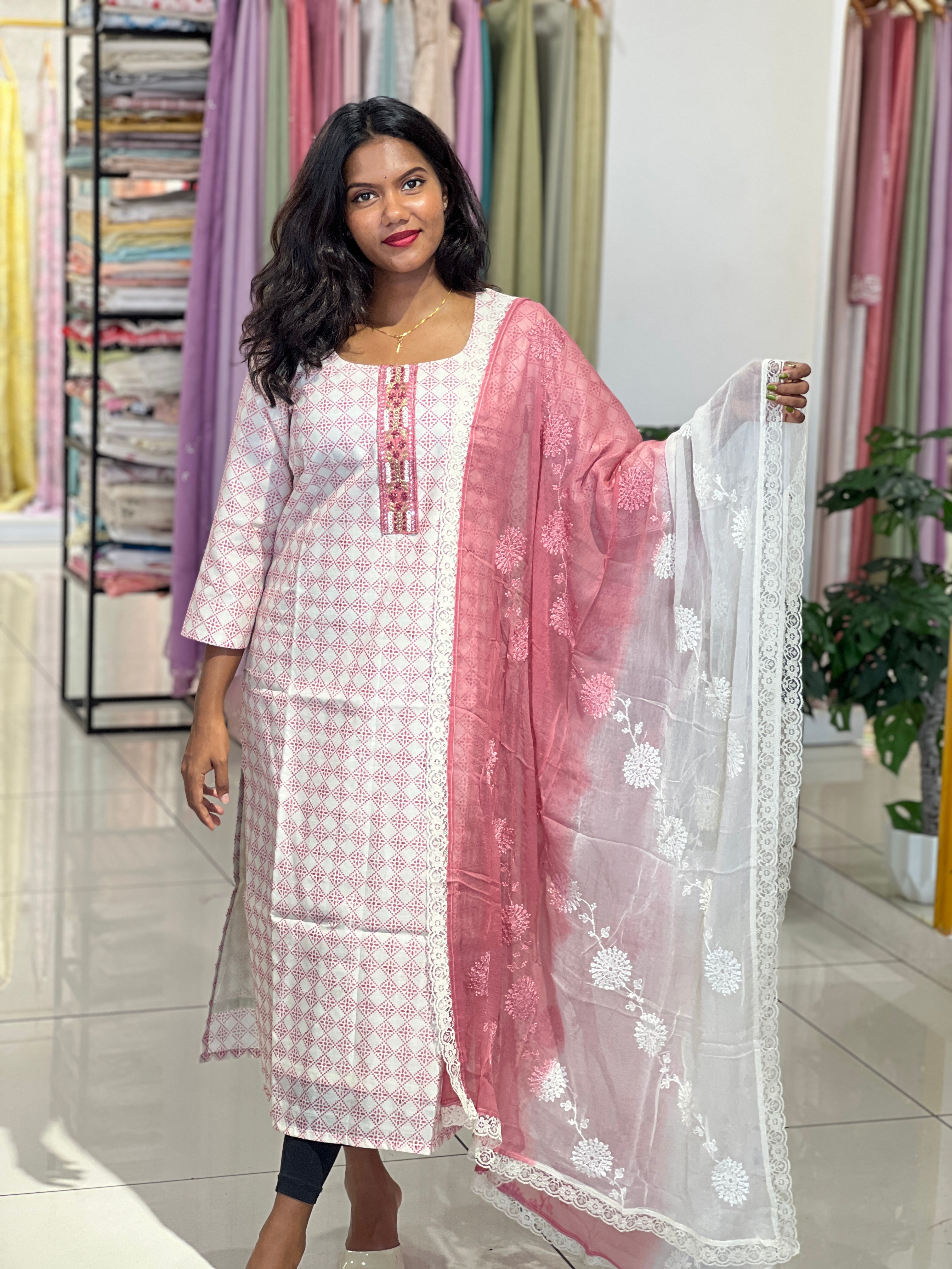 Printed Patterned Top And Dupatta | IHP185