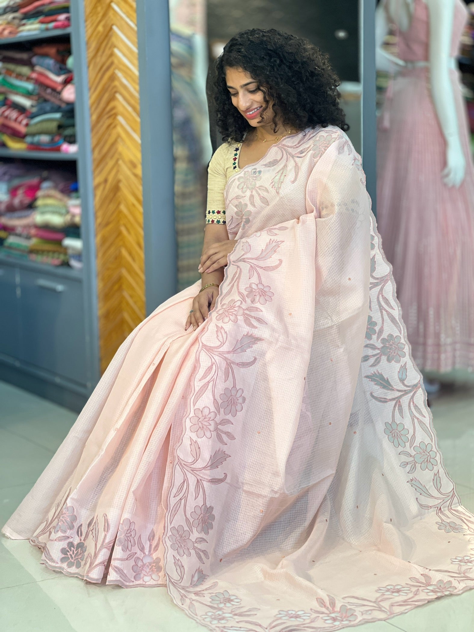 Applique Work Pattern Silky Kota Saree | BLD282