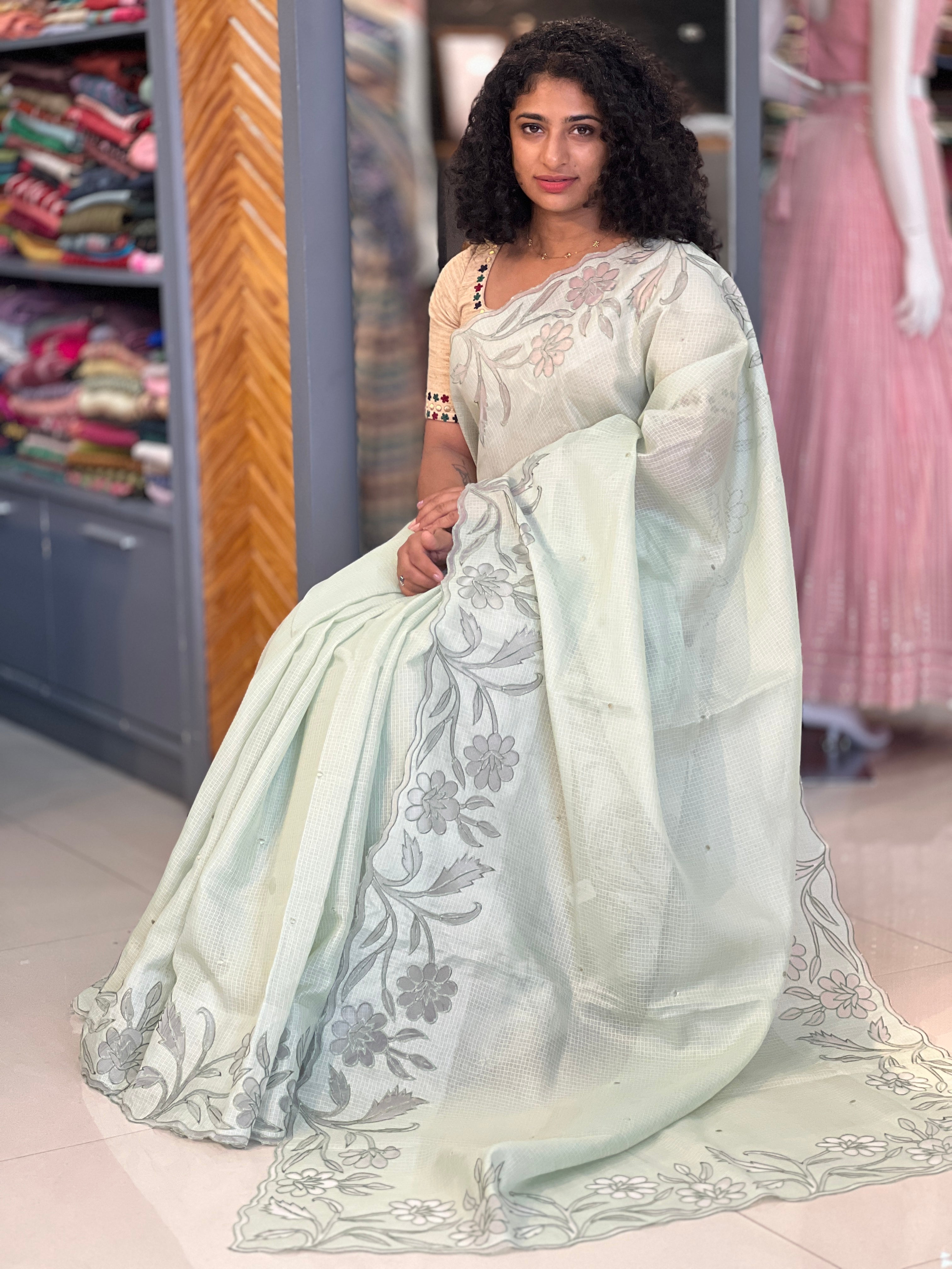 Applique Work Pattern Silky Kota Saree | BLD282