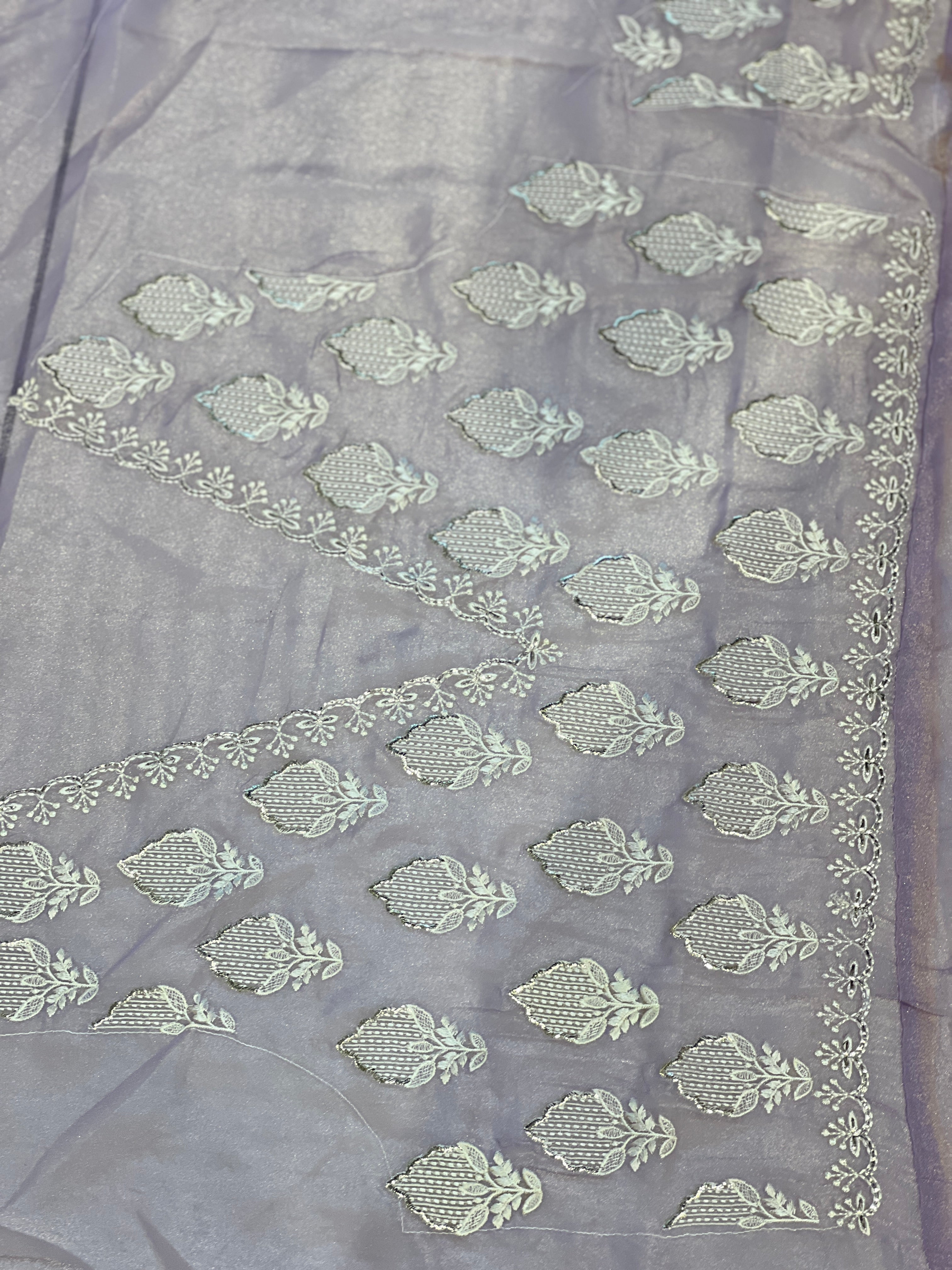 Floral Machine Embroidery Shimmer Georgette Saree | BLD1782