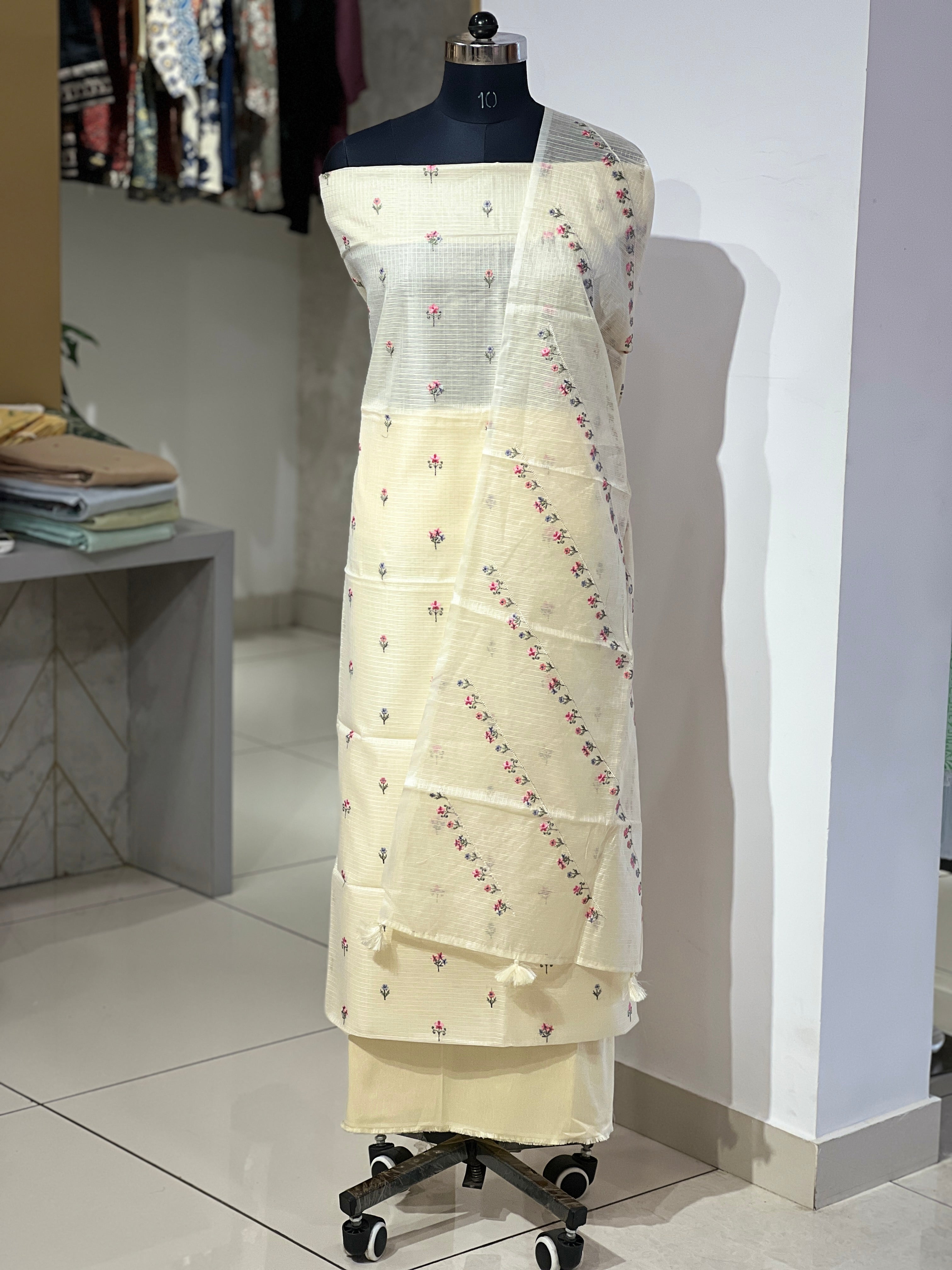 Floral Embroidery Detailed Silky Kota Salwar Set | MR368