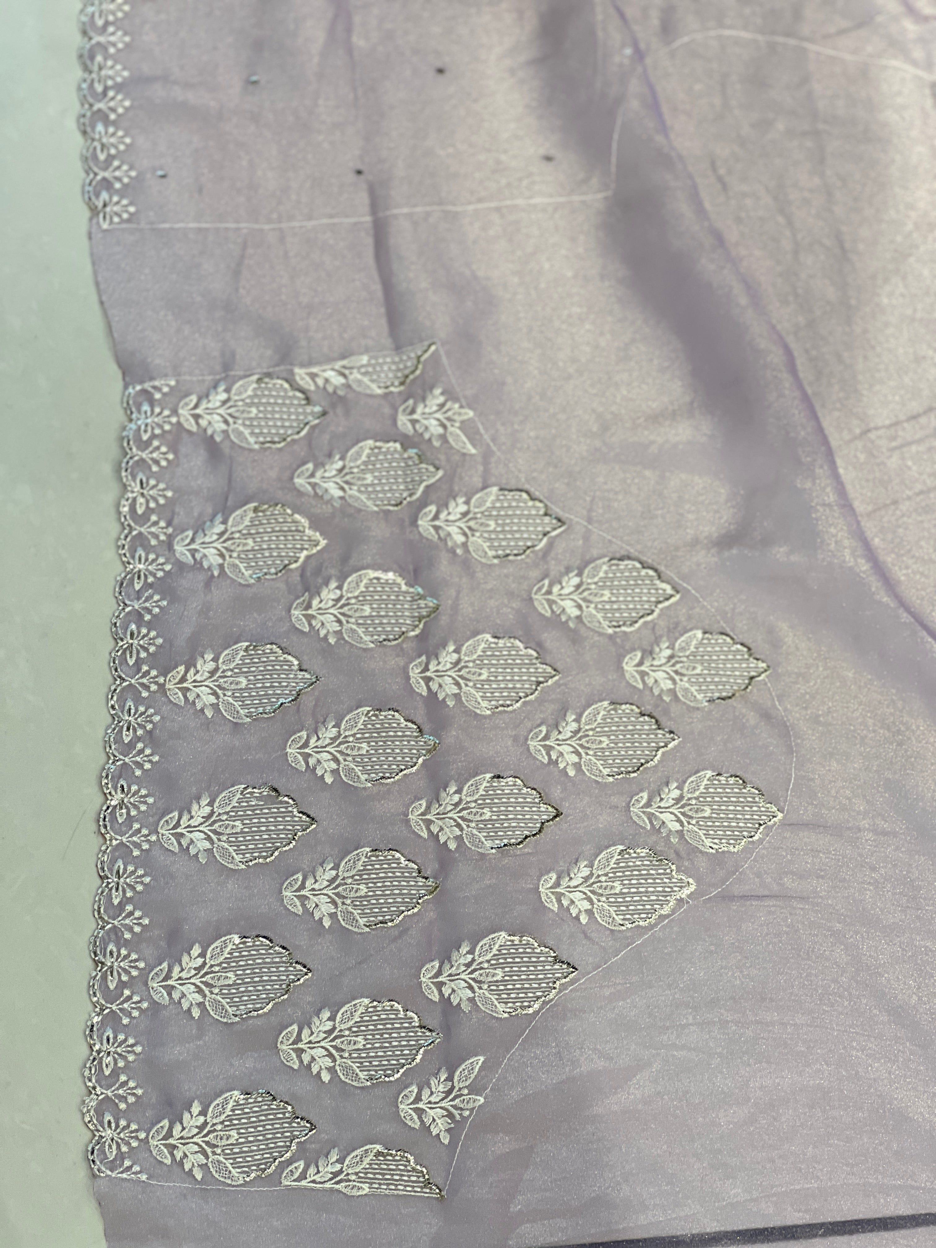 Floral Machine Embroidery Shimmer Georgette Saree | BLD1782