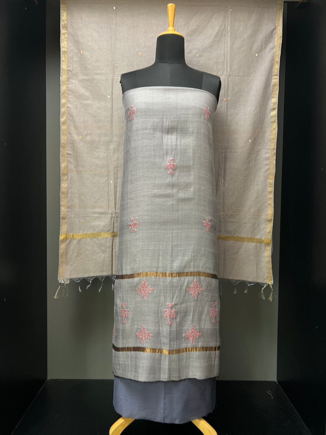 Embroidery Detailing Semi Tussar Salwar Set | ACT1037