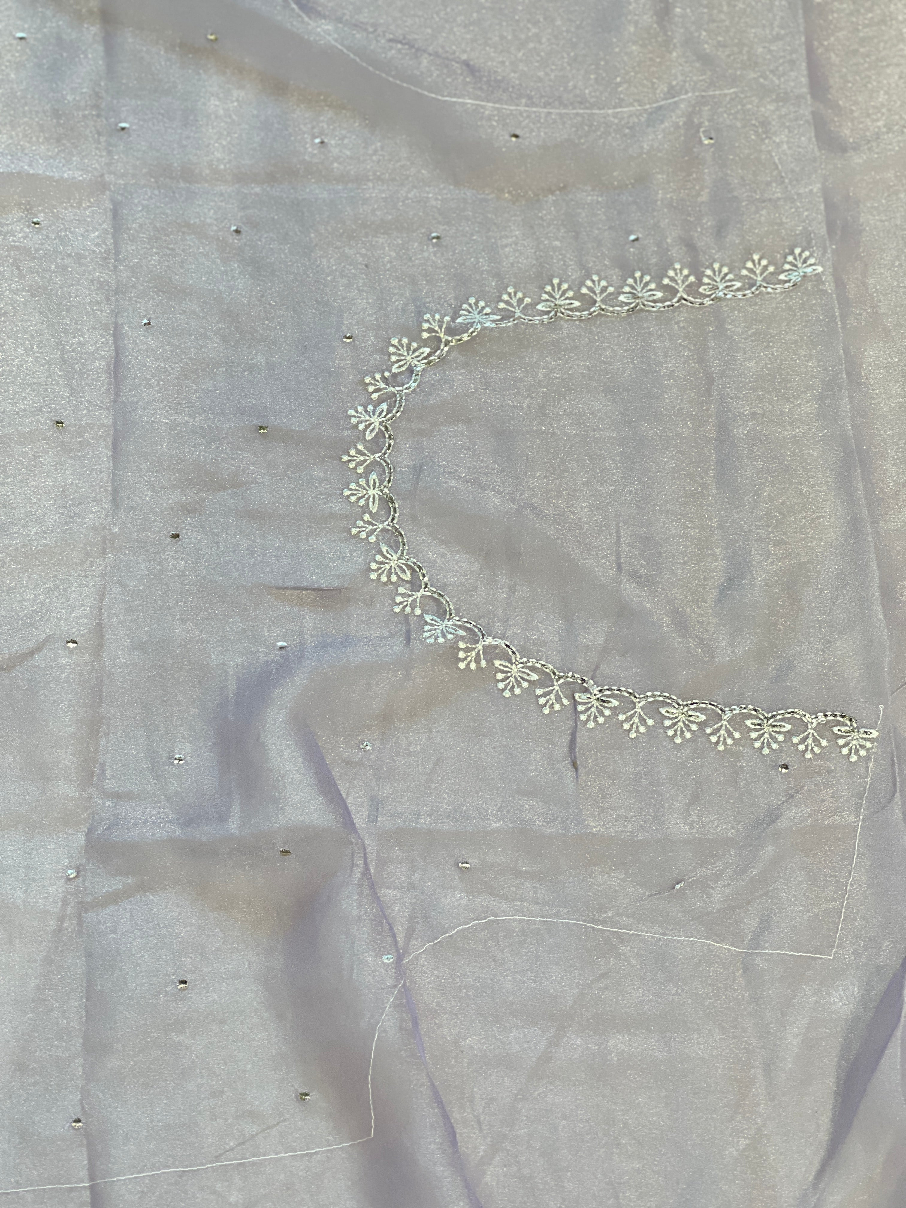 Floral Machine Embroidery Shimmer Georgette Saree | BLD1782