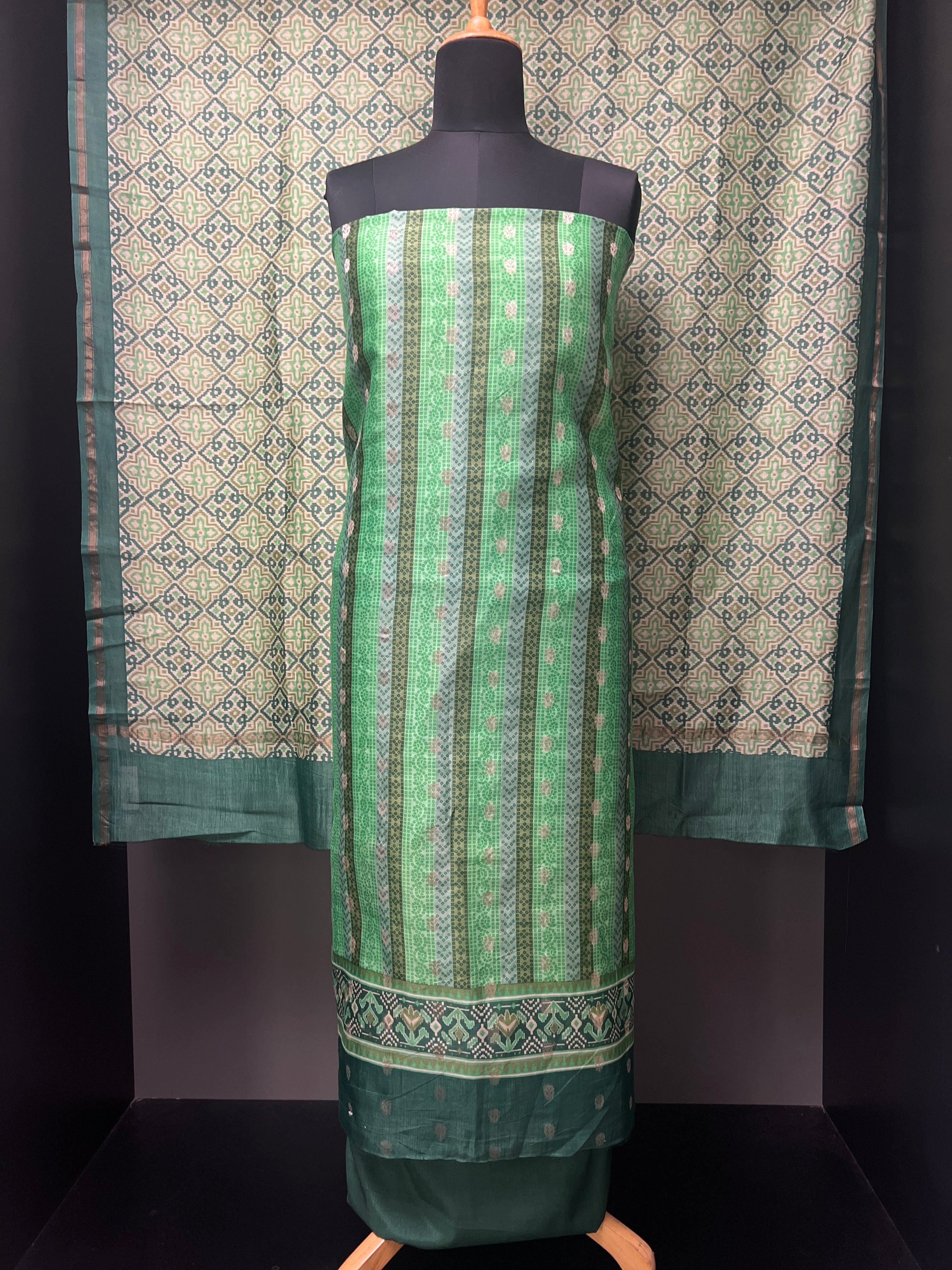 Ikat & Bandhini Printed Pure Chanderi Salwar Set | LV399