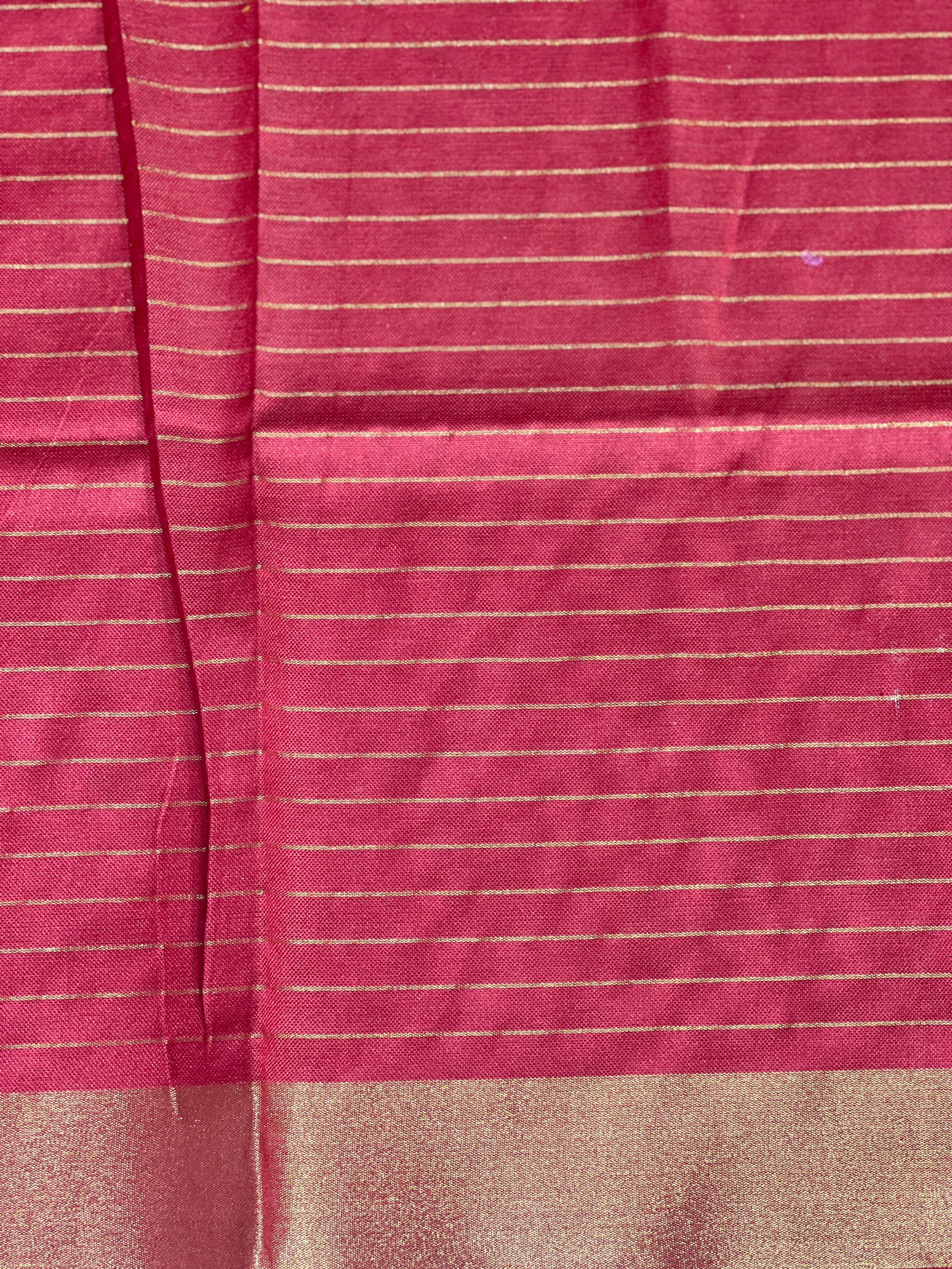 Check Weaved Semi Linen Saree | EVA105