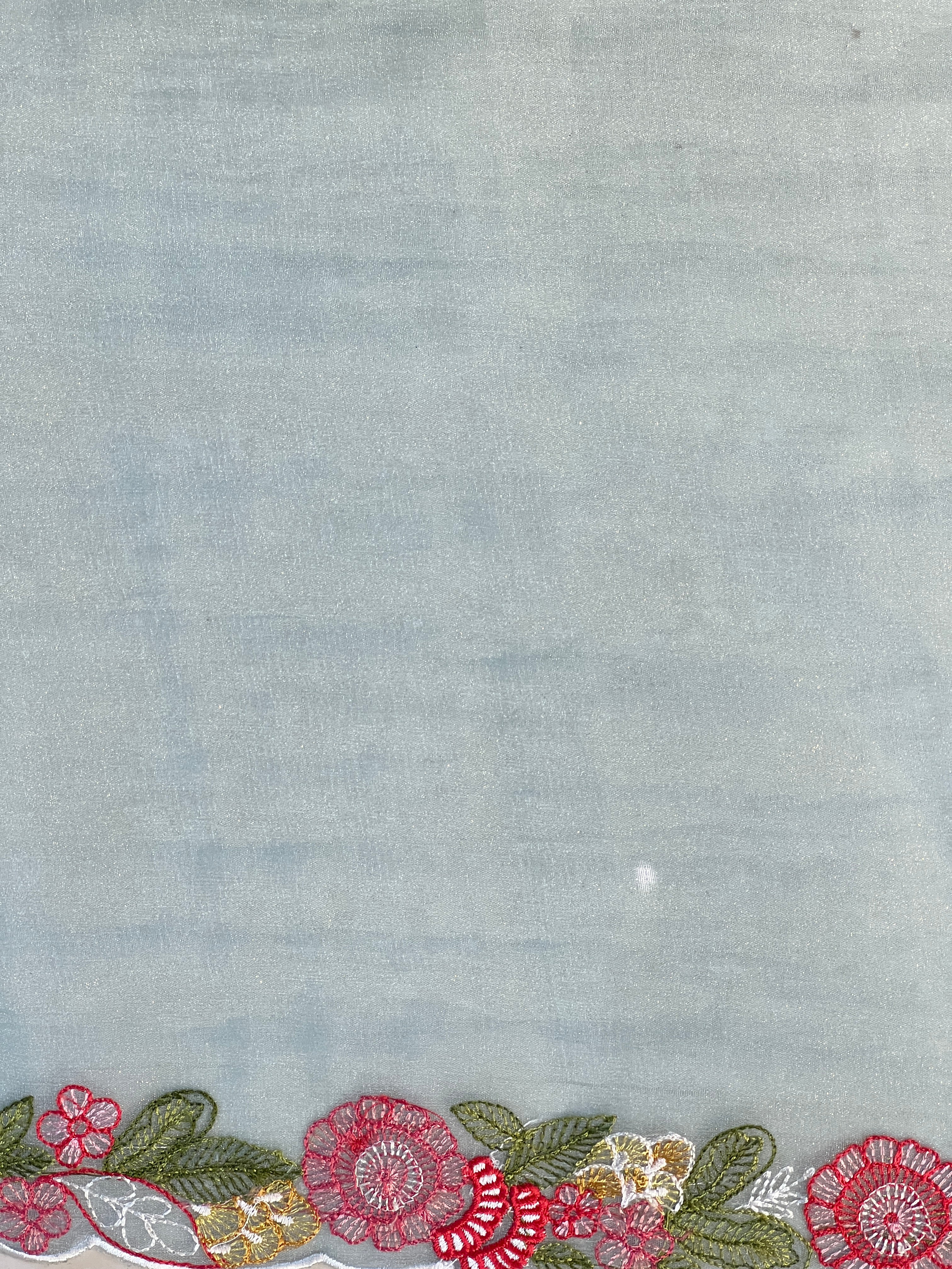 Floral Machine Embroidery Detailed Shimmer Organza Saree | BLD1805