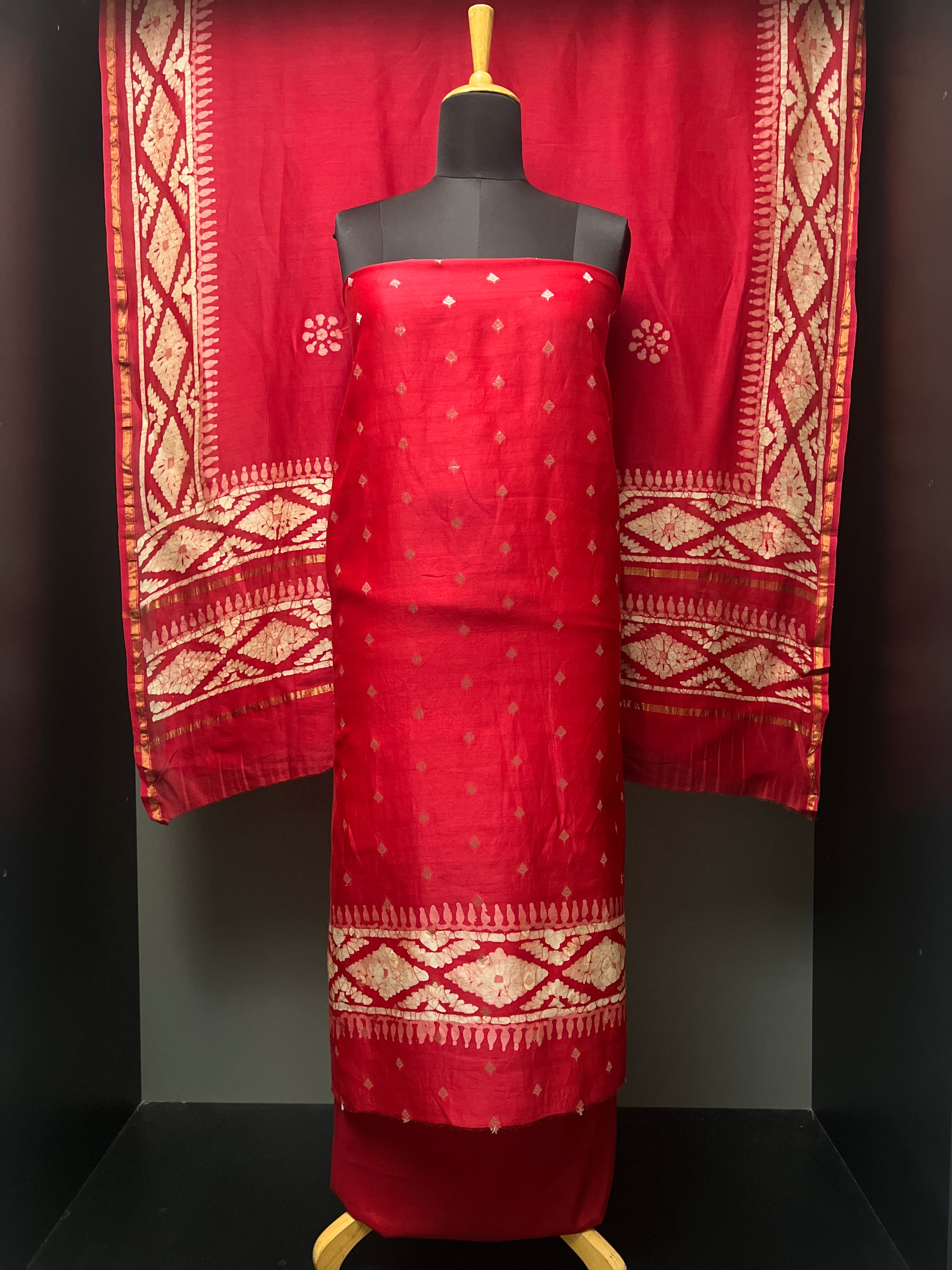 Banarasi & Batik Patterned Chanderi Silk Salwar Set | LV406