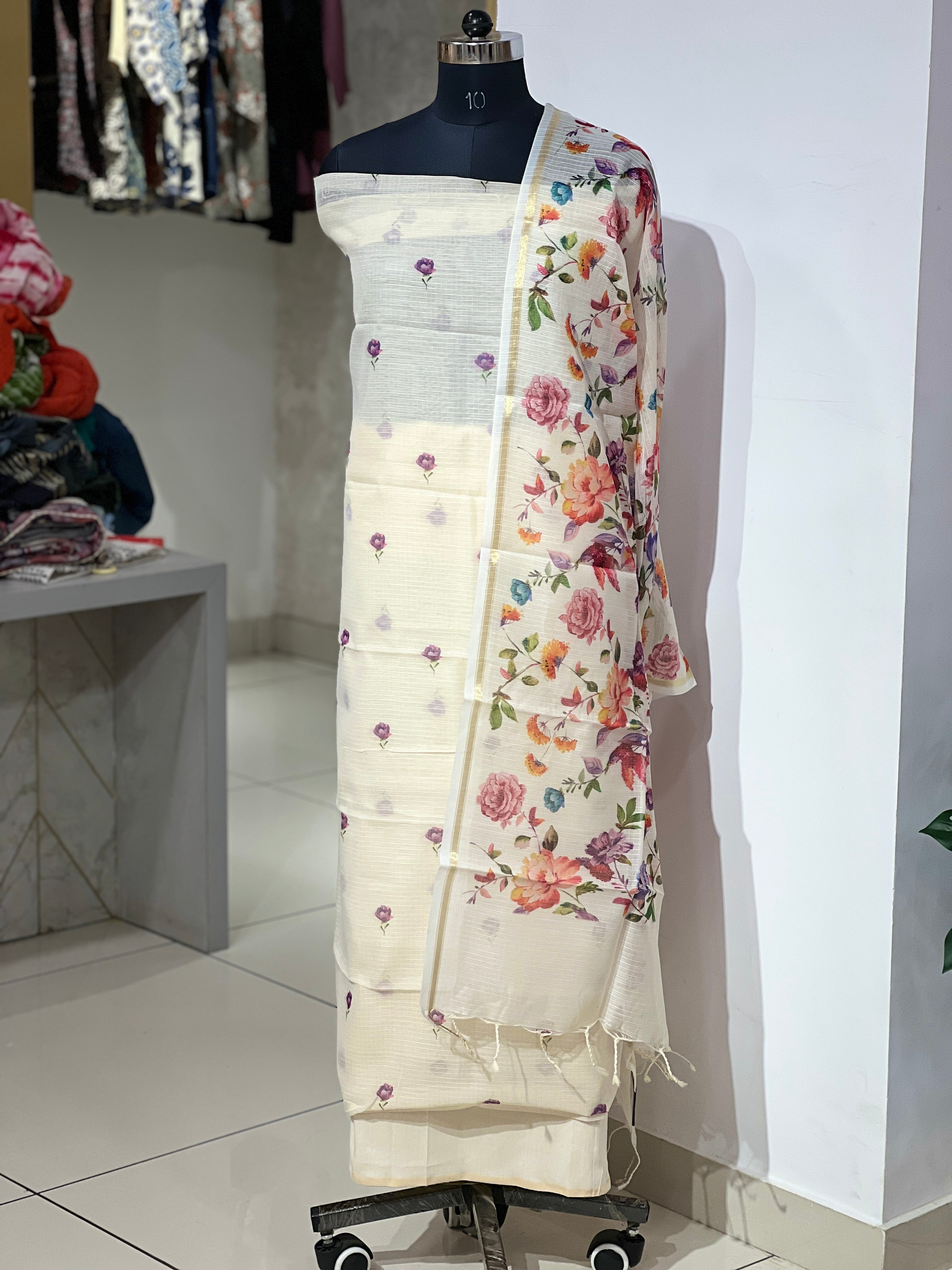 Floral Digital Print Detailed Silky Kota Salwar Set | MR388