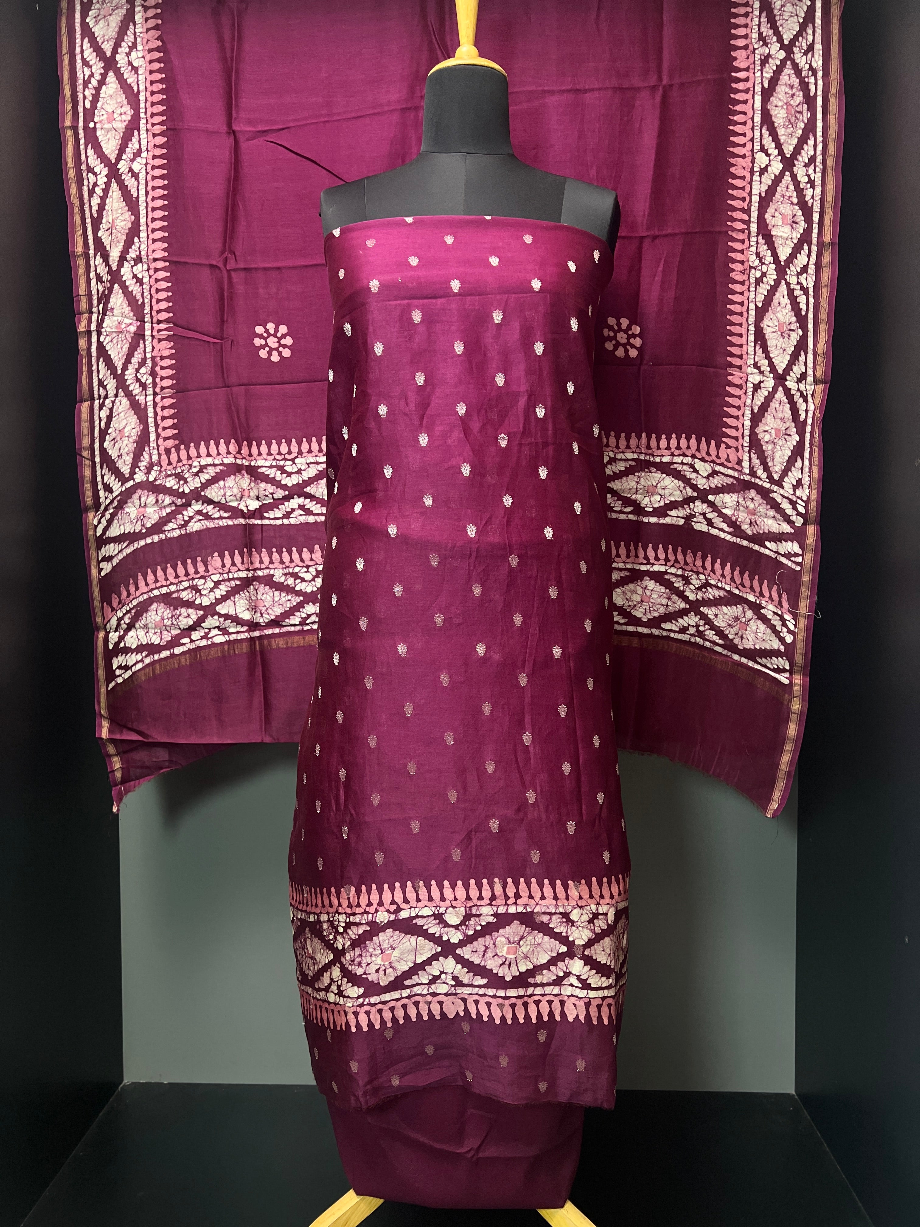 Banarasi & Batik Patterned Chanderi Silk Salwar Set | LV409
