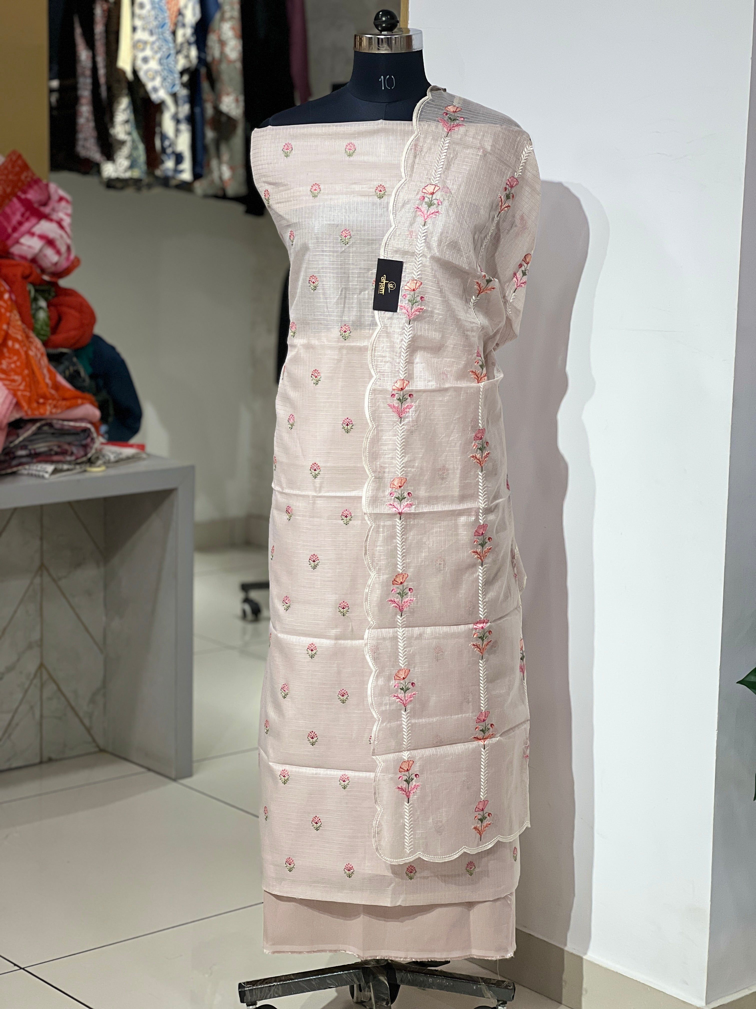 Floral Embroidery Detailed Silky Kota Salwar Set | MR328