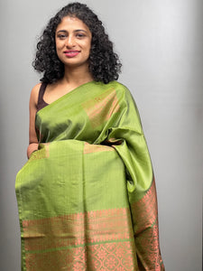 Olive Green Semi Silk Saree | KRK307